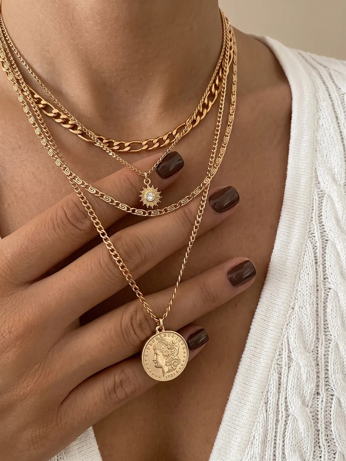 Multi Layer Coin Pendant Necklace sold by COMMENSE