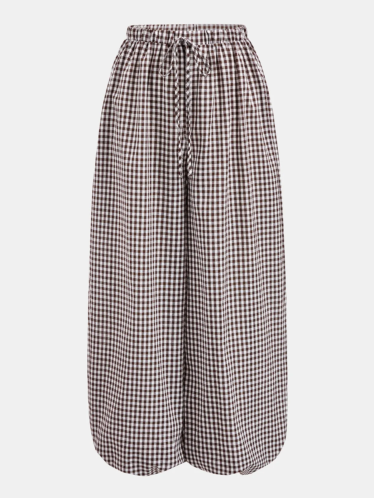 Drawstring Plaid Loose Balloon Pants sold by COMMENSE product image thumbnail 2