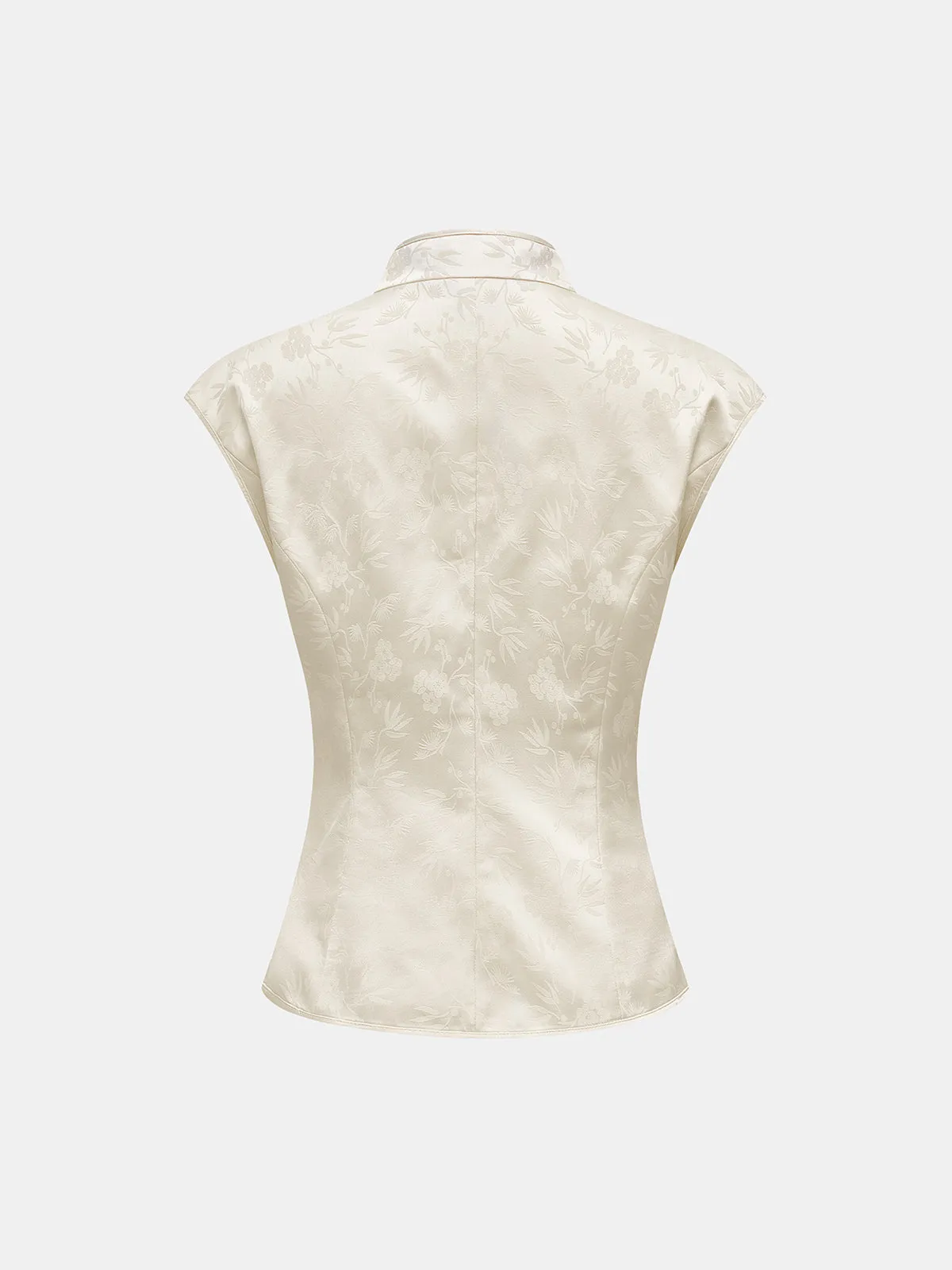 Metal Frog Button Jacquard Sleeveless Vest sold by COMMENSE product image thumbnail 2