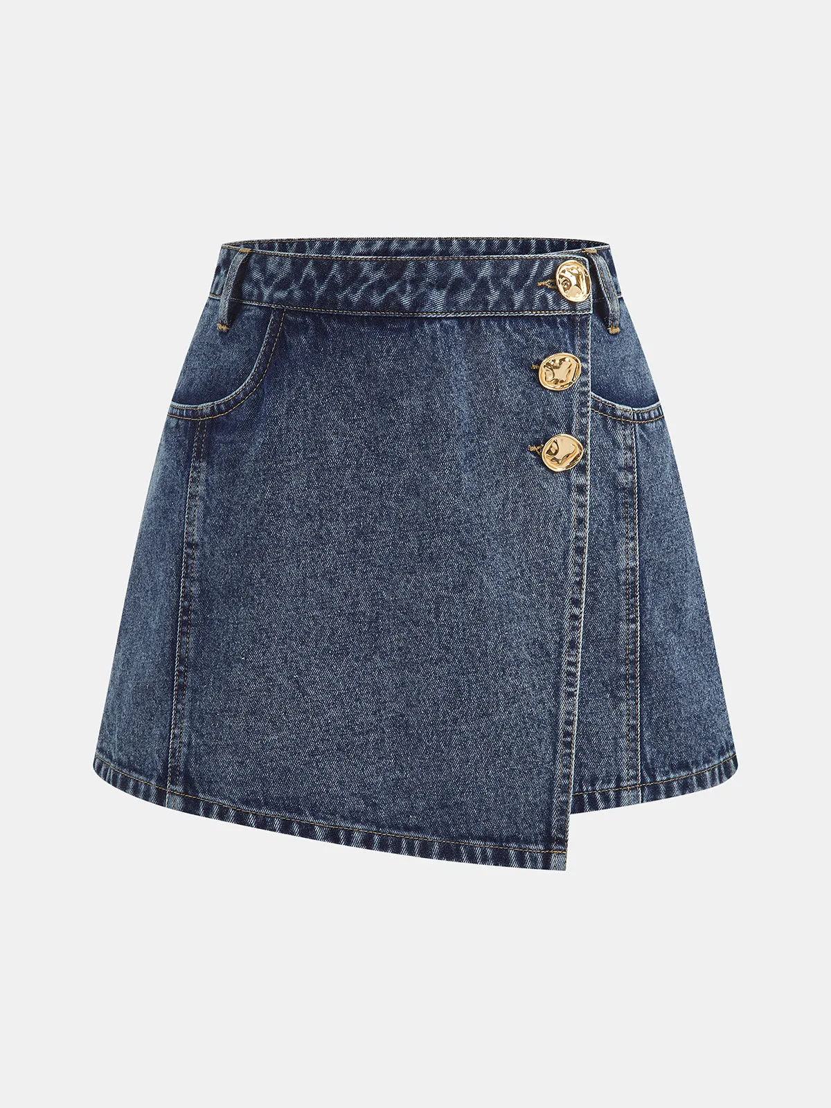 High Waist Wrap Front Denim Skort sold by COMMENSE