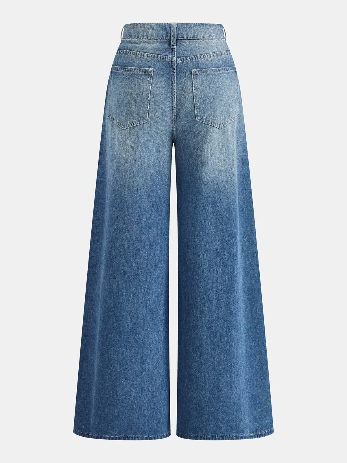 Metal Eyelet Mid Waist Wide Leg Jeans sold by COMMENSE product image thumbnail 2