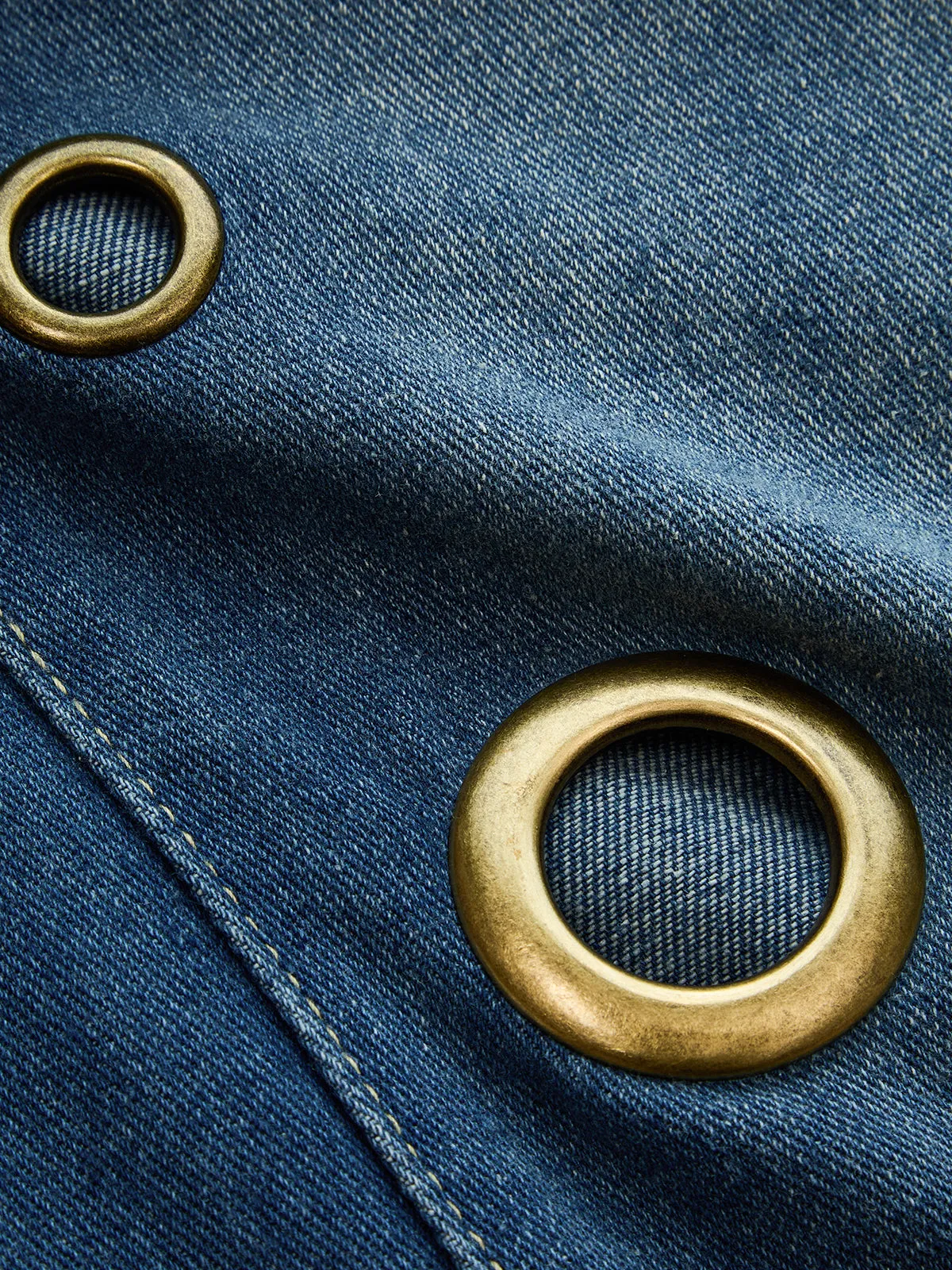 Metal Eyelet Mid Waist Wide Leg Jeans sold by COMMENSE product image thumbnail 3