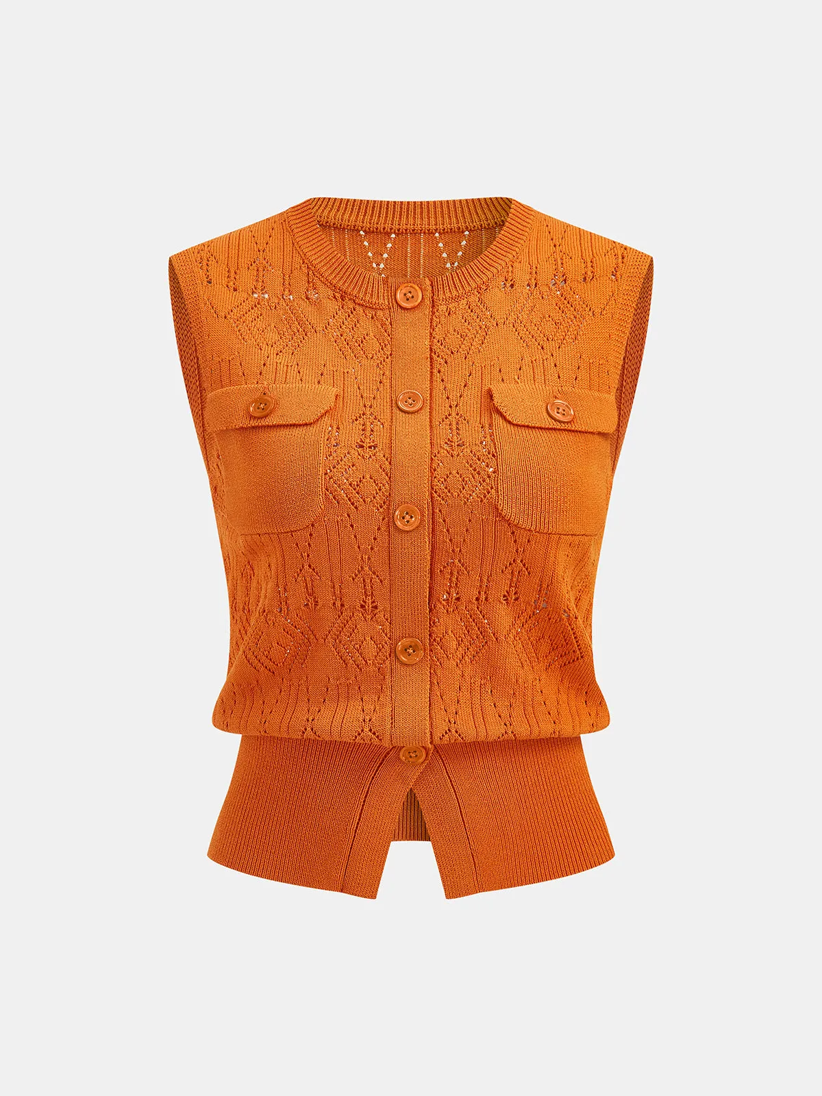 Hollow Knit Fitted Waist Vest sold by COMMENSE