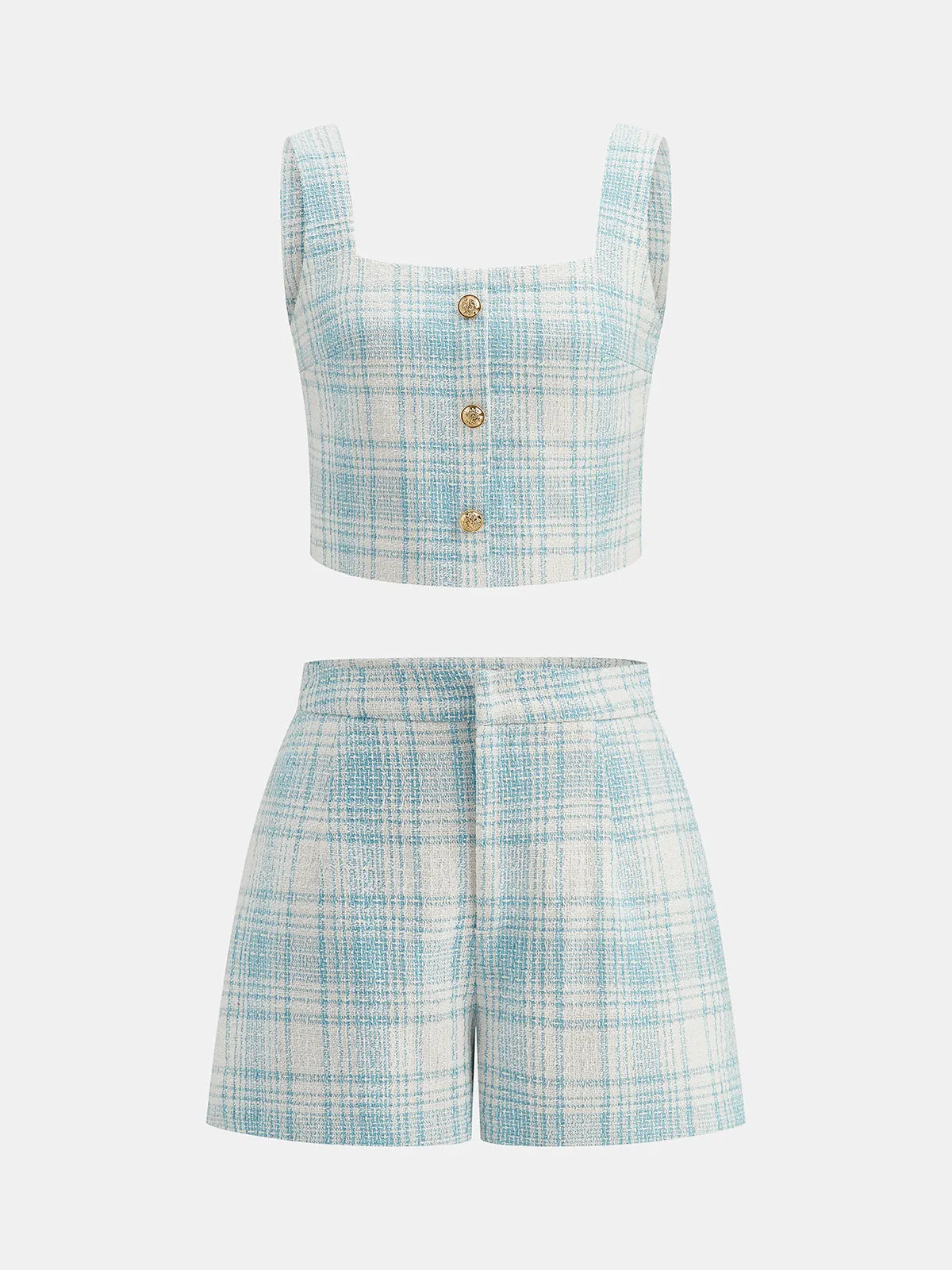 Plaid Tweed Two Piece Shorts Set sold by COMMENSE product image thumbnail 2