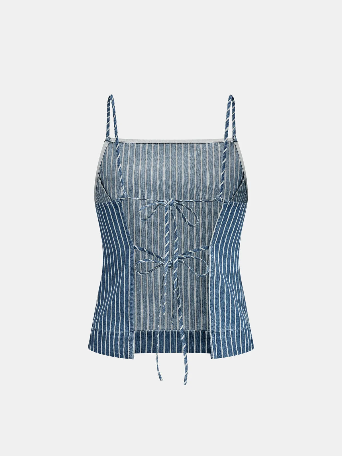 Striped Denim Tie Back Cami Top & Short Set sold by COMMENSE product image thumbnail 5