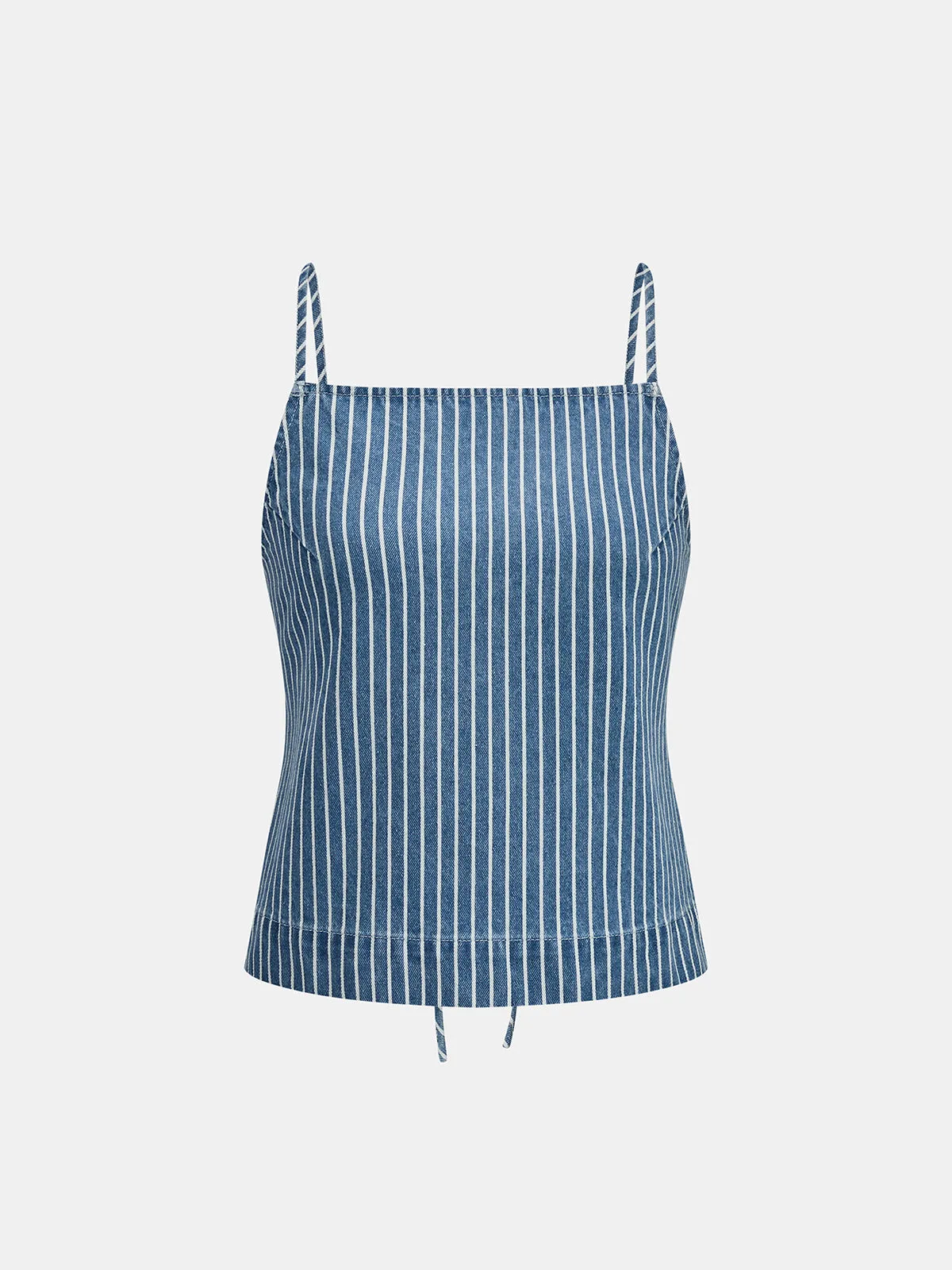 Striped Denim Tie Back Cami Top & Short Set sold by COMMENSE product image thumbnail 4