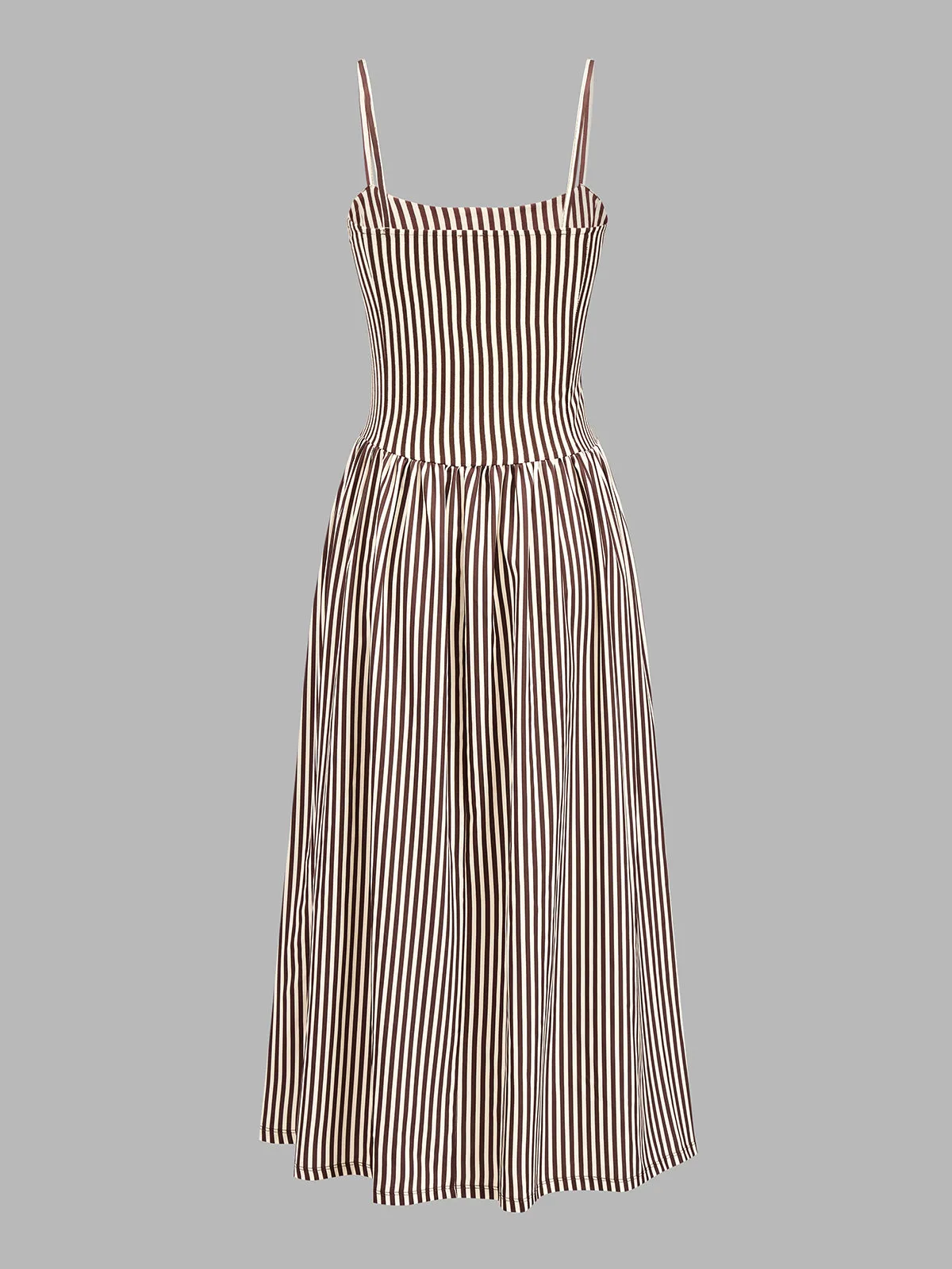 Striped Gathered Bust Midi Cami Dress sold by COMMENSE product image thumbnail 2