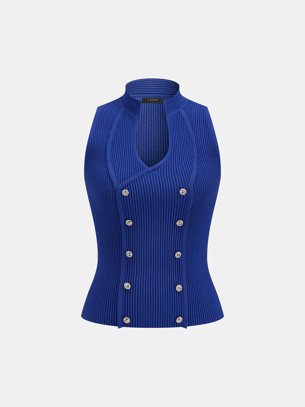 Double Breasted Ribbed Knit Vest sold by COMMENSE product image thumbnail 2