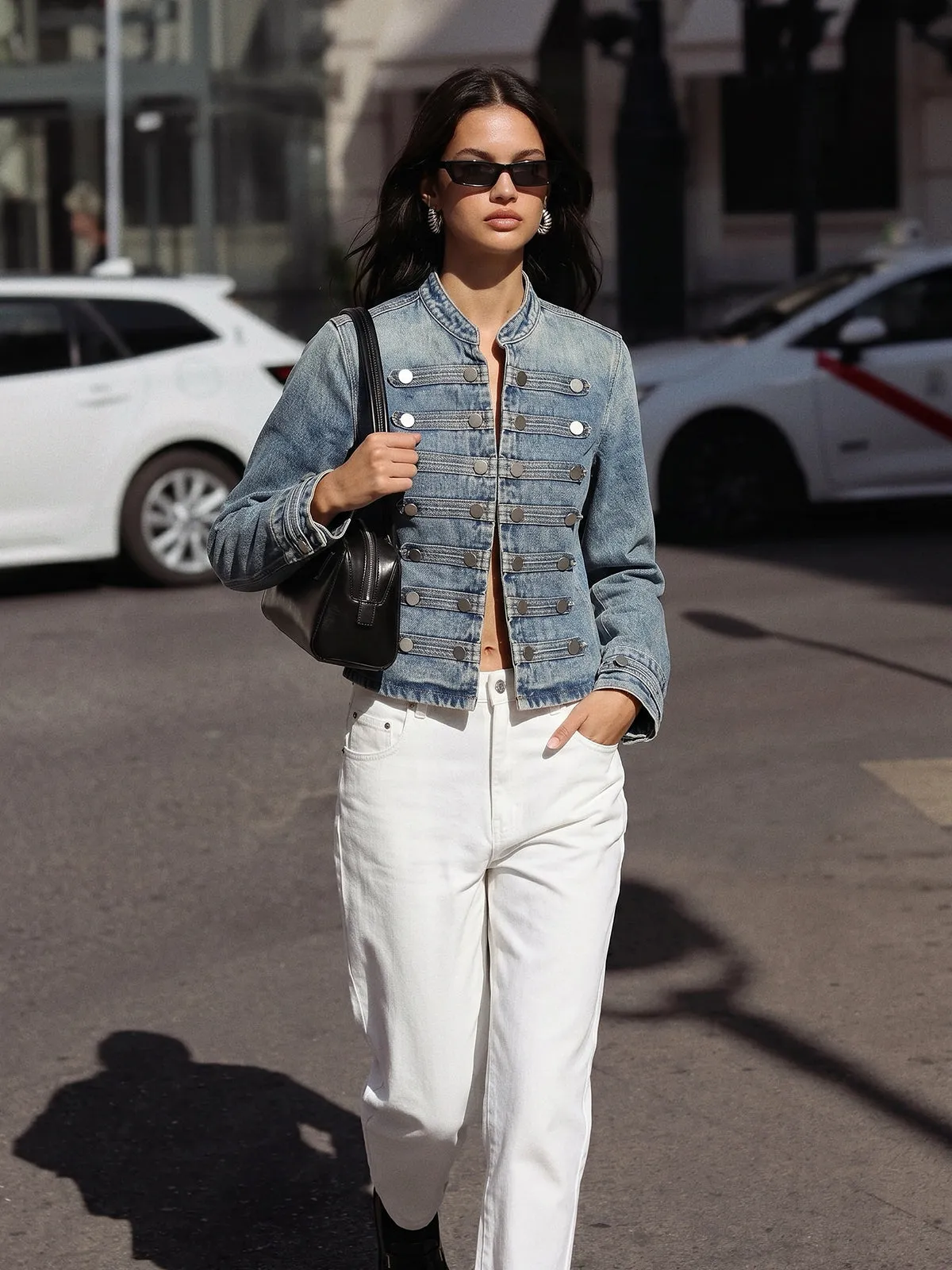 Napoleon Style Stand Collar Denim Jacket sold by COMMENSE product image thumbnail 2
