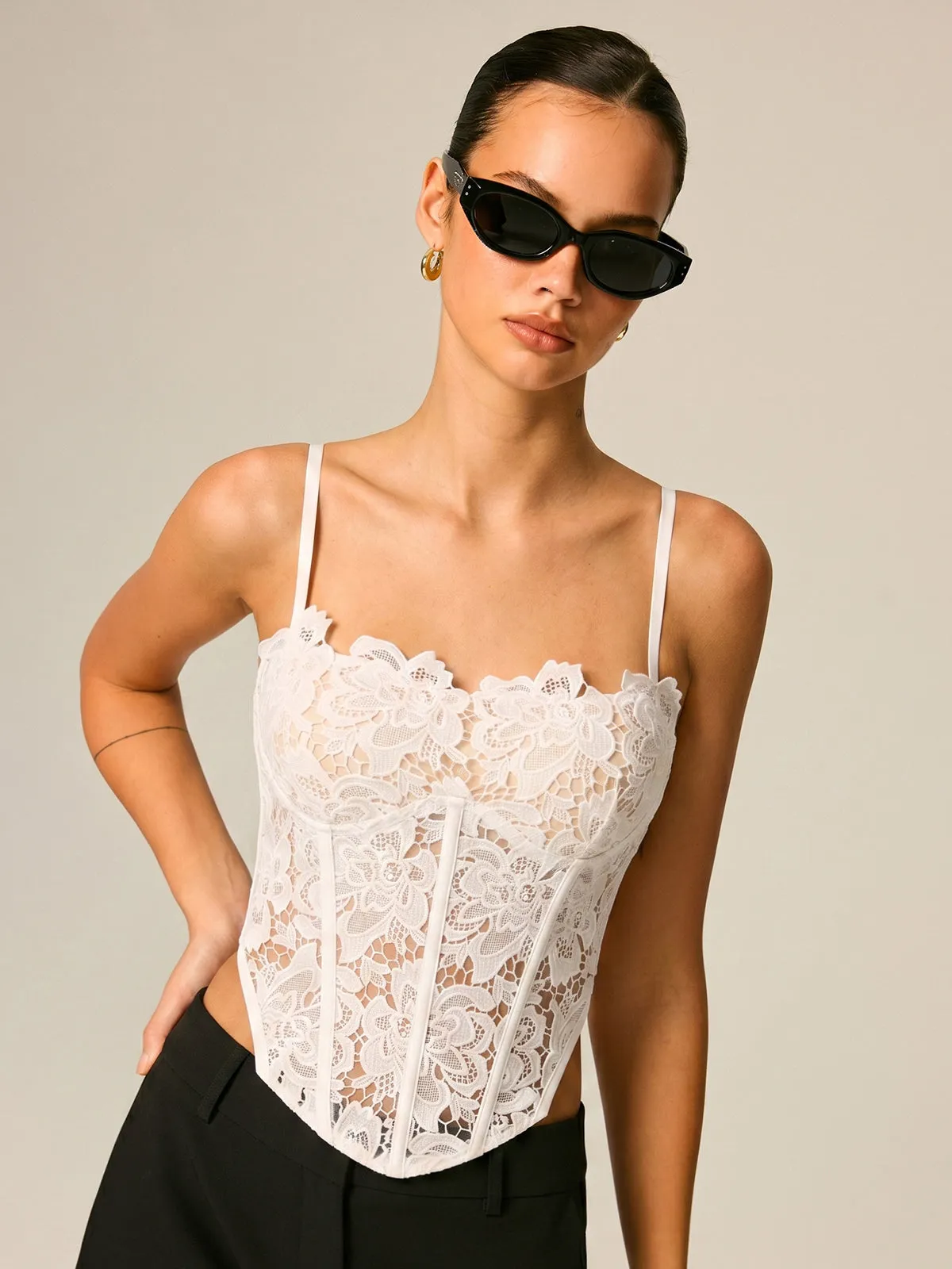 Lace-Up Lace Corset Top sold by COMMENSE product image thumbnail 4