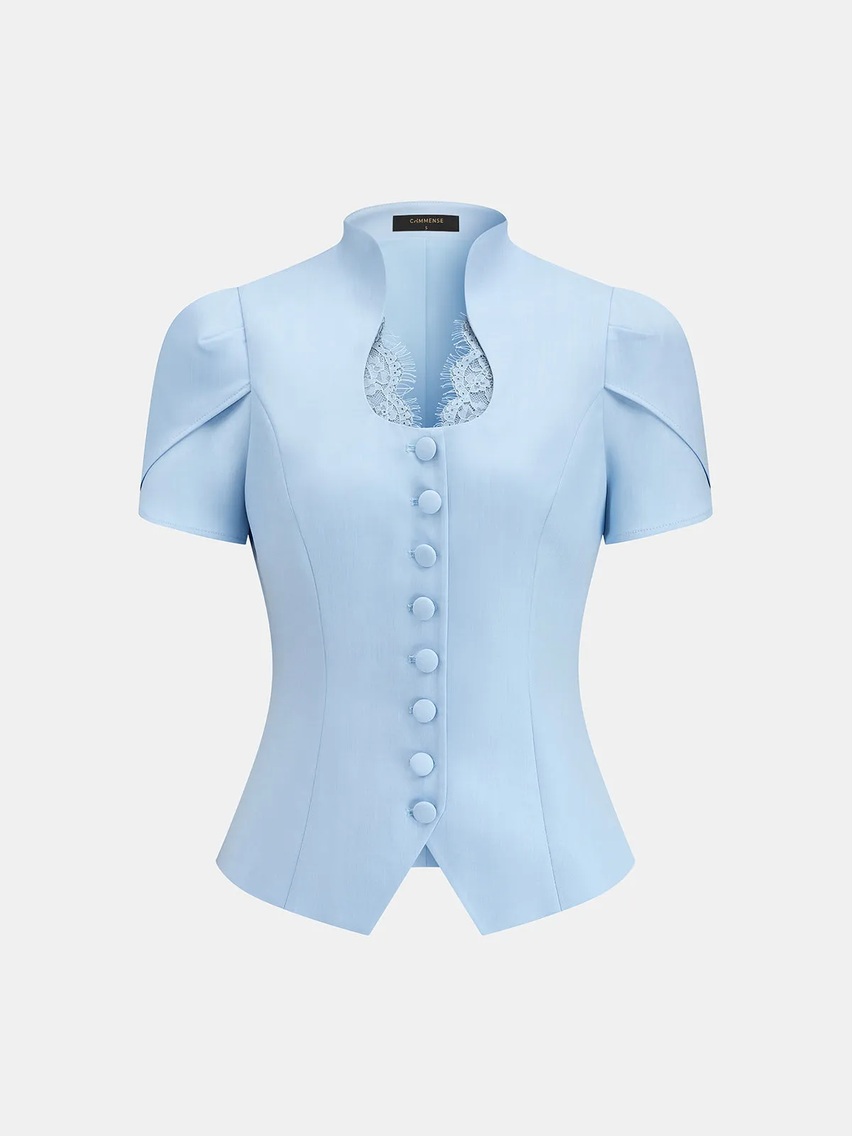 Stand Collar Lace Trim Blouse sold by COMMENSE product image thumbnail 2
