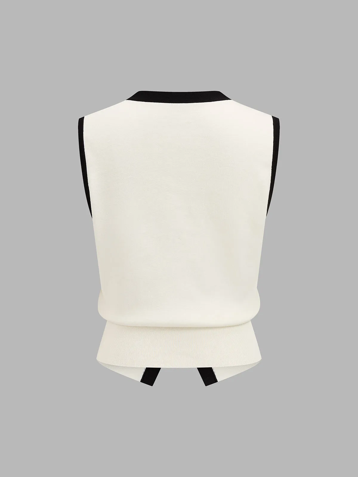 Rose Button Color Block Knit Vest sold by COMMENSE product image thumbnail 4
