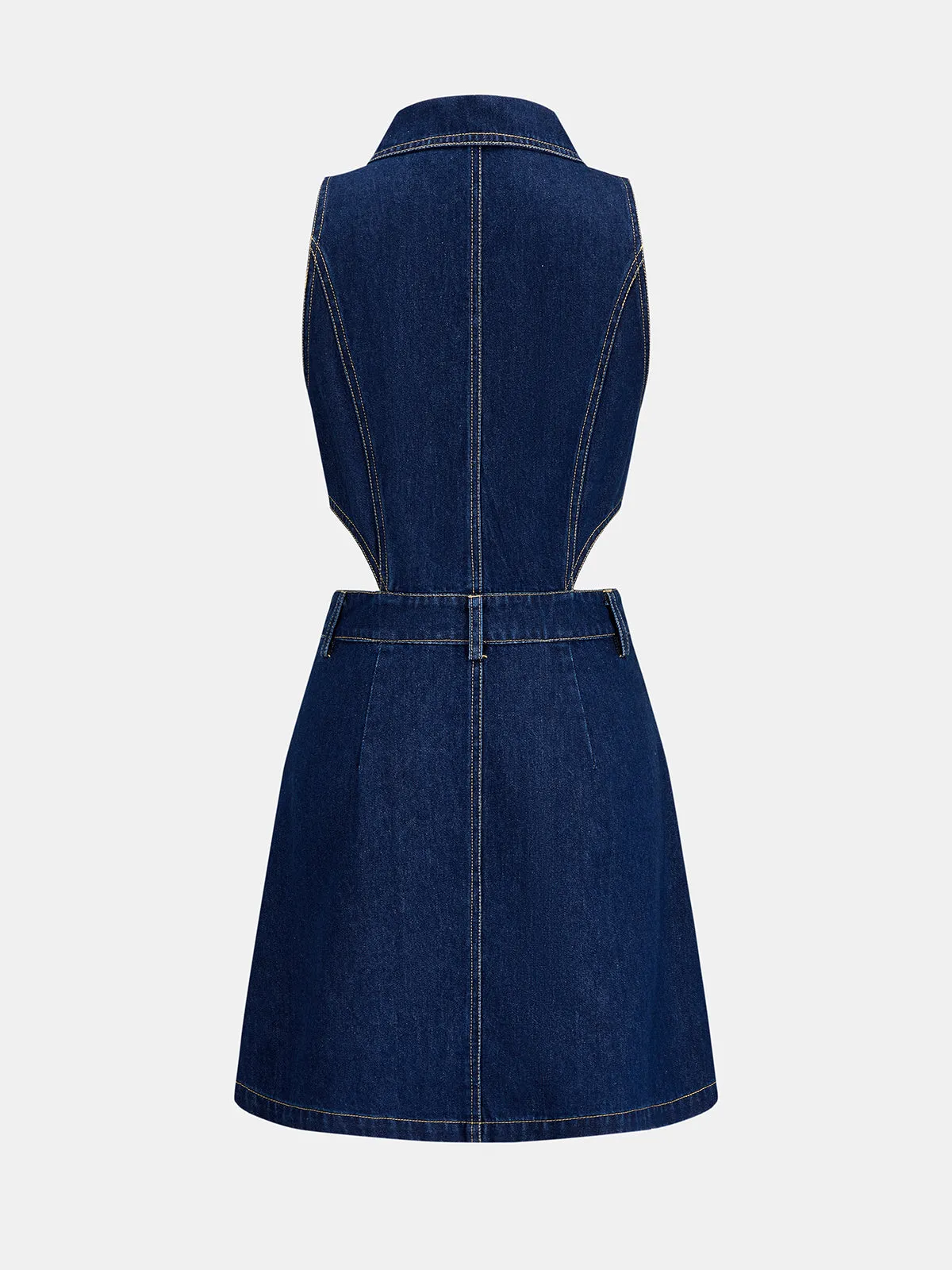 Cutout Waist Sleeveless Denim Mini Dress sold by COMMENSE product image thumbnail 5