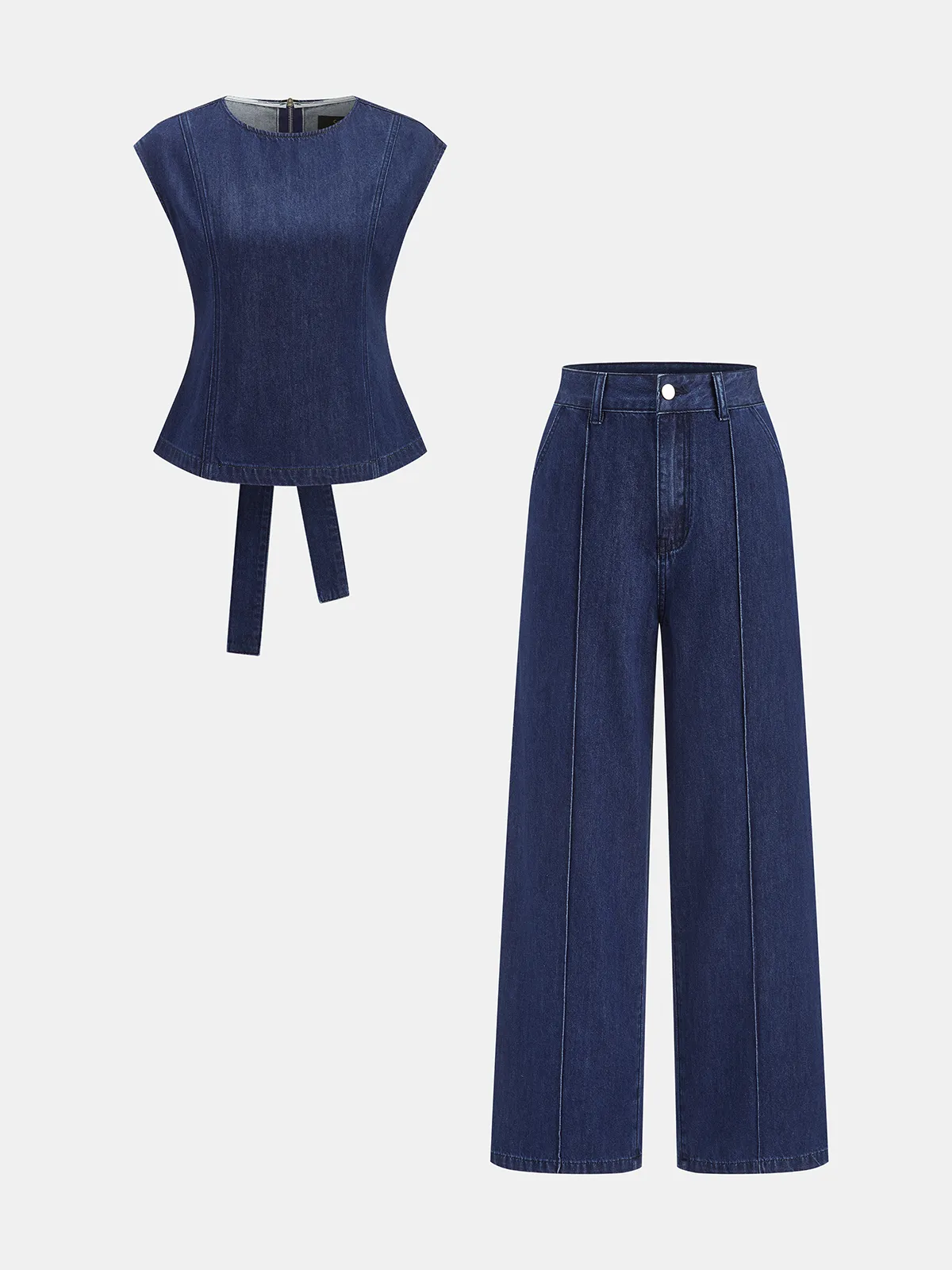 Back Bow Cutout Sleeveless Denim Two Piece Set sold by COMMENSE product image thumbnail 2