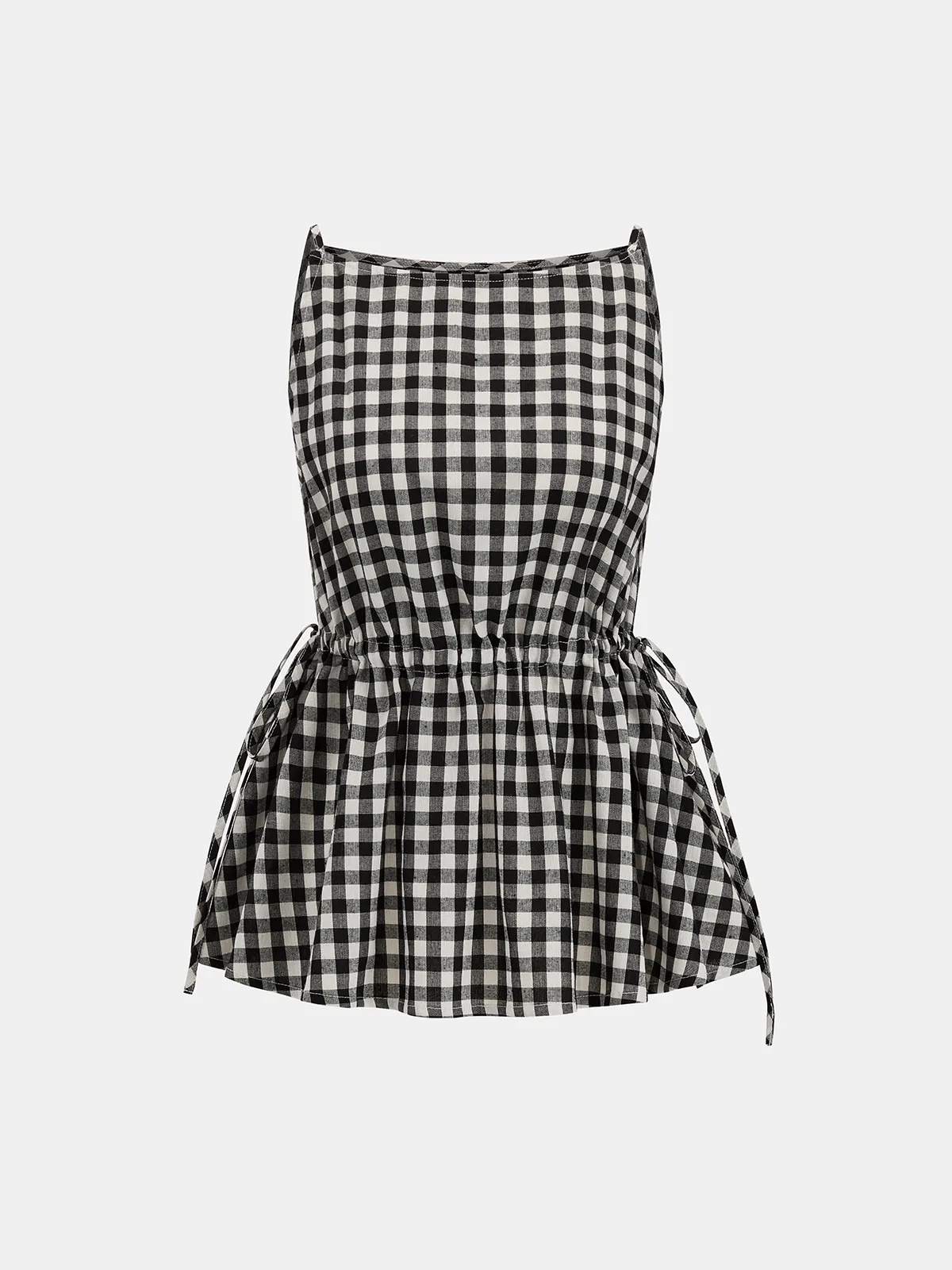 Gingham Drawstring Peplum Top & Shorts Set sold by COMMENSE product image thumbnail 3