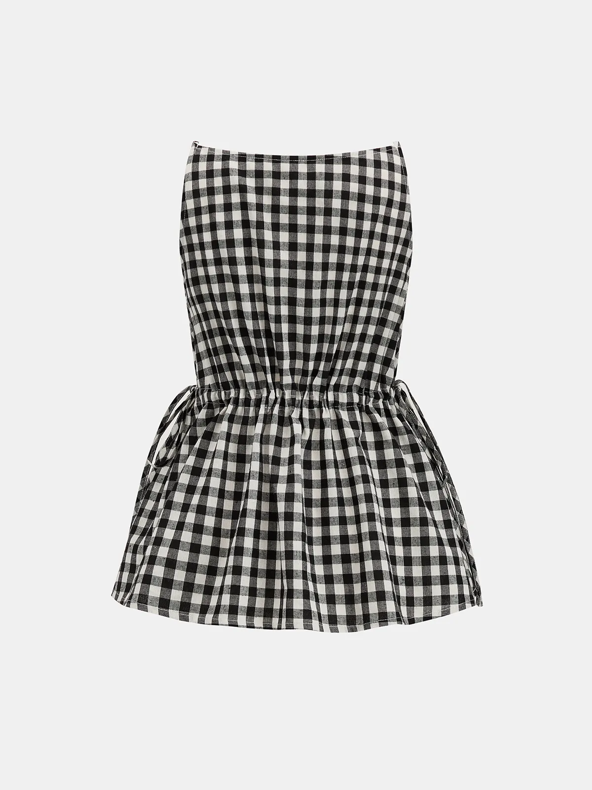 Gingham Drawstring Peplum Top & Shorts Set sold by COMMENSE product image thumbnail 4
