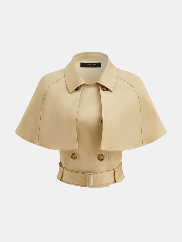 Cape Overlay Belted Trench Top made by COMMENSE