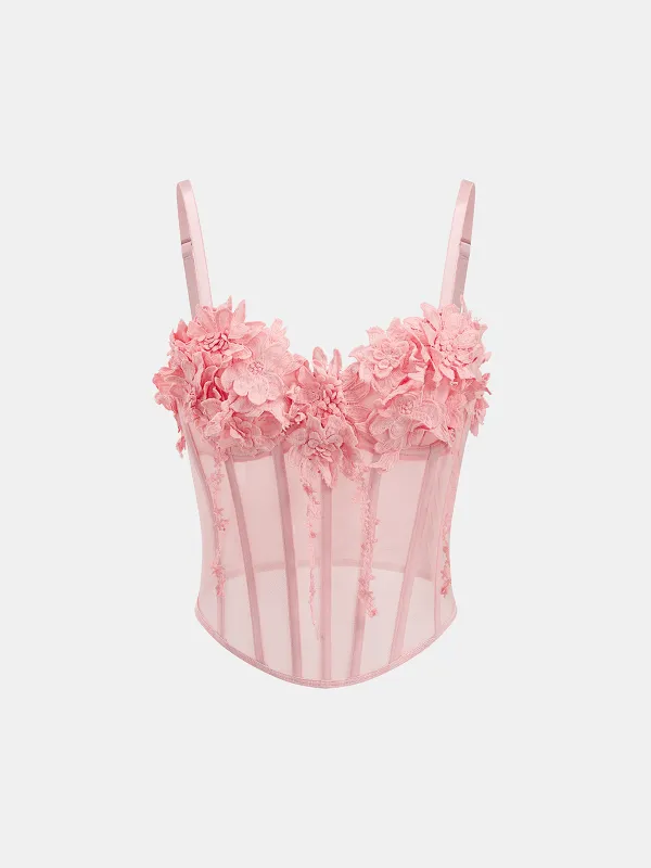 3D Floral Mesh Corset Top made by COMMENSE