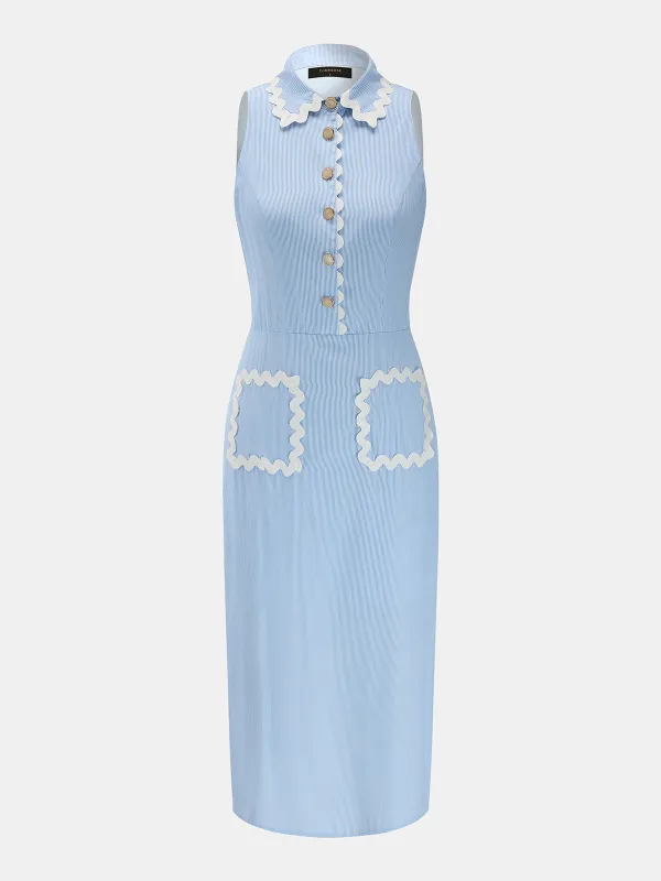 Ric Rac Trim Sleeveless Midi Dress made by COMMENSE