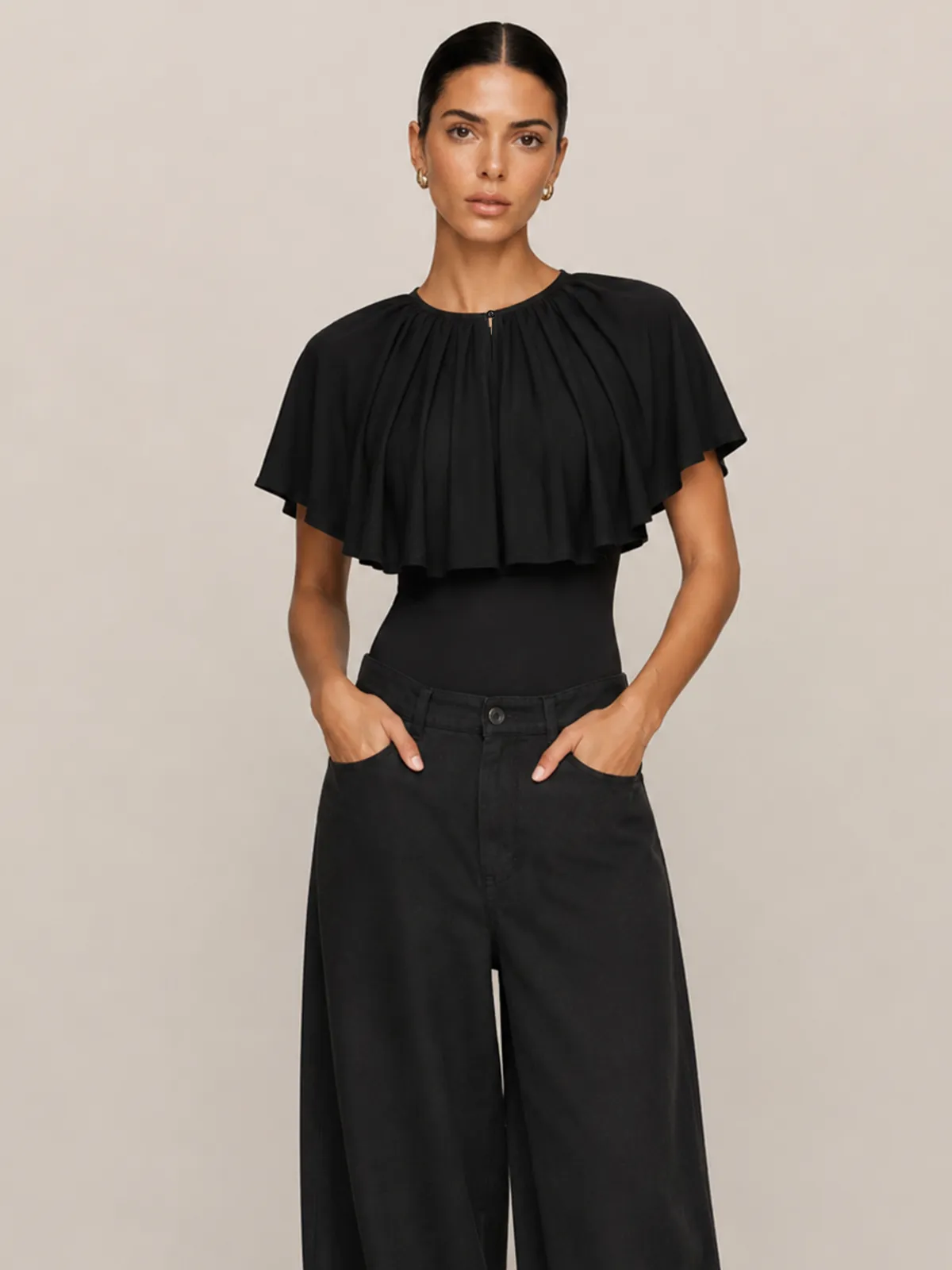Pleated Cape Top sold by COMMENSE
