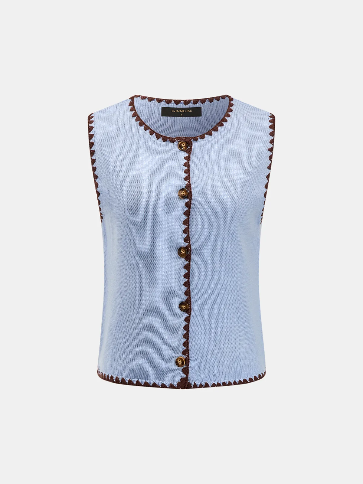 Contrast Trim Button Down Knit Vest sold by COMMENSE product image thumbnail 2