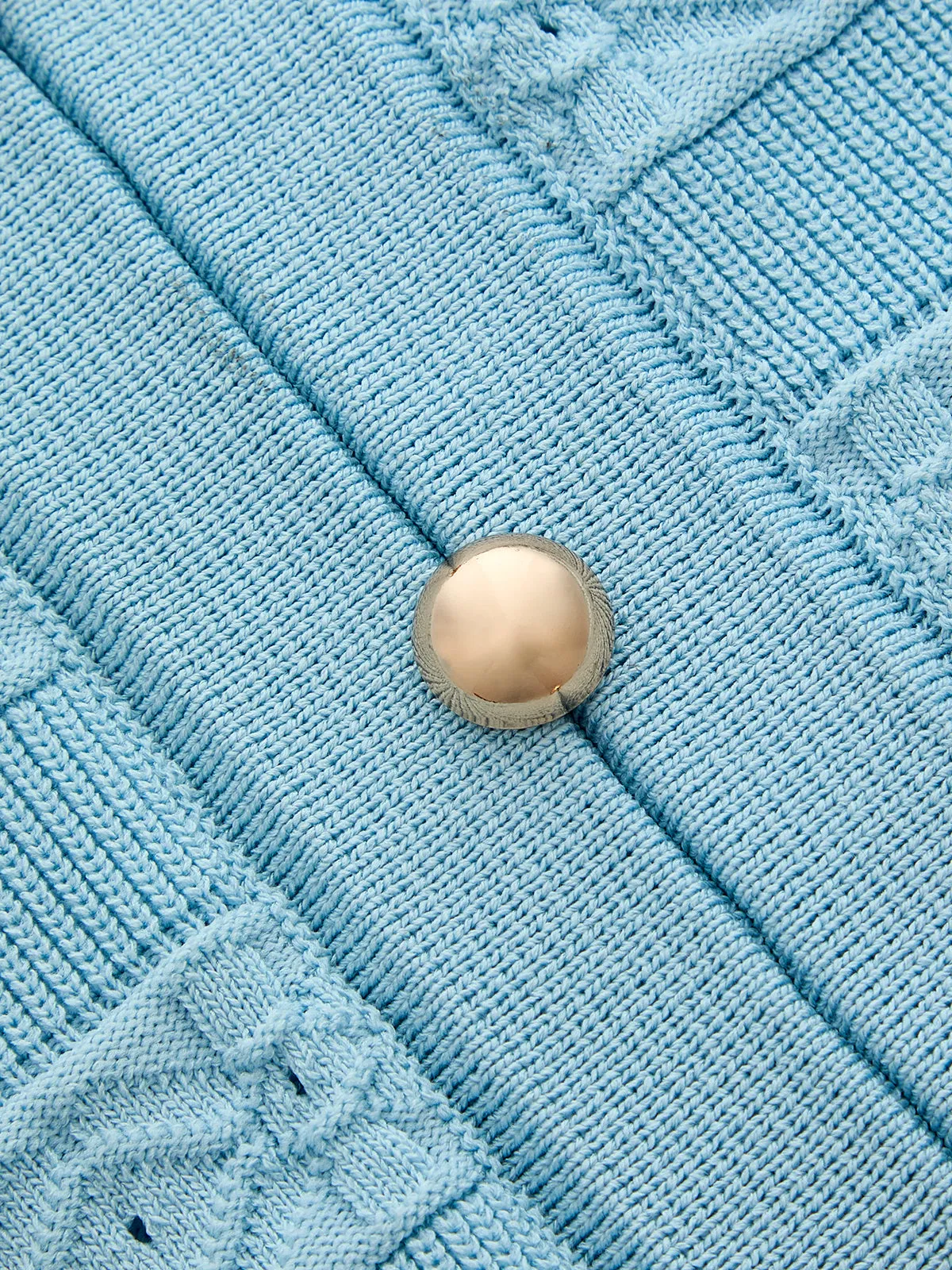 Hollow Textured Metal Button Knit Top sold by COMMENSE product image thumbnail 5