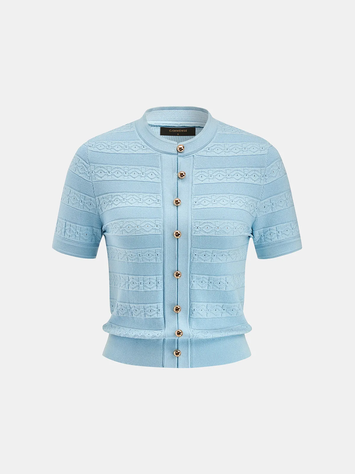 Hollow Textured Metal Button Knit Top sold by COMMENSE product image thumbnail 2