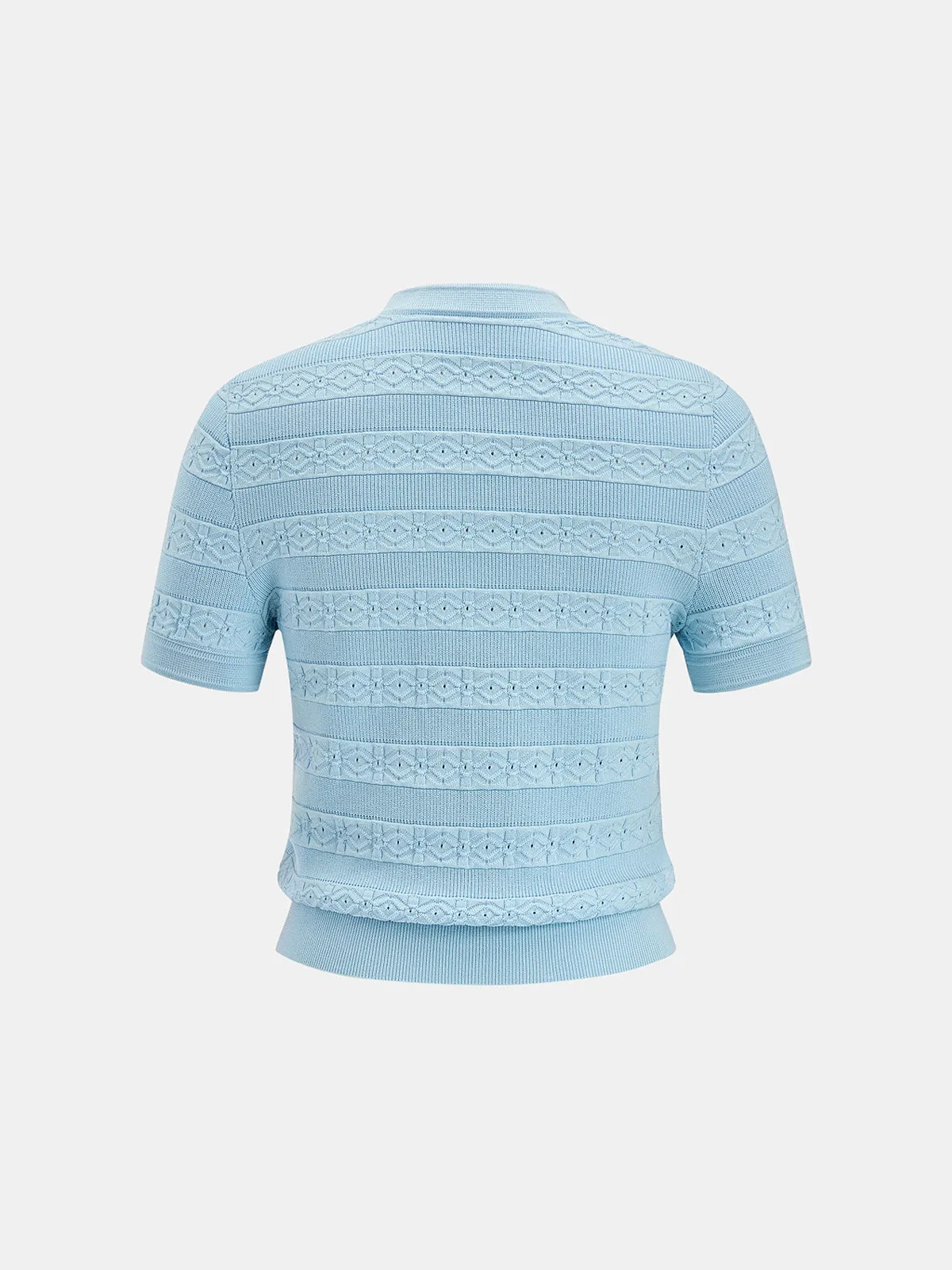 Hollow Textured Metal Button Knit Top sold by COMMENSE product image thumbnail 3