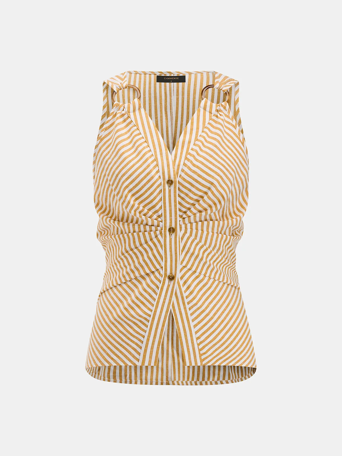 Ring Detail Striped Sleeveless Top sold by COMMENSE product image thumbnail 3