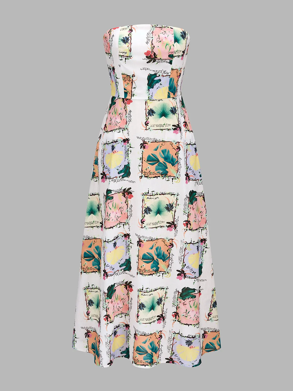 Detachable Strap Tropical Print Midi Dress sold by COMMENSE product image thumbnail 3