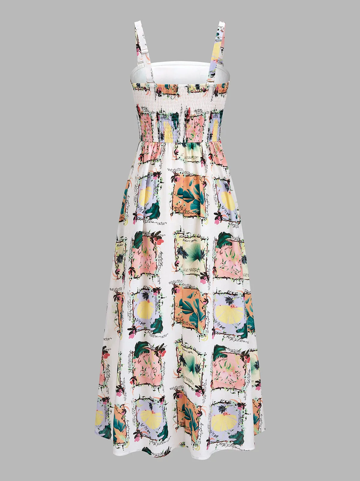 Detachable Strap Tropical Print Midi Dress sold by COMMENSE product image thumbnail 4