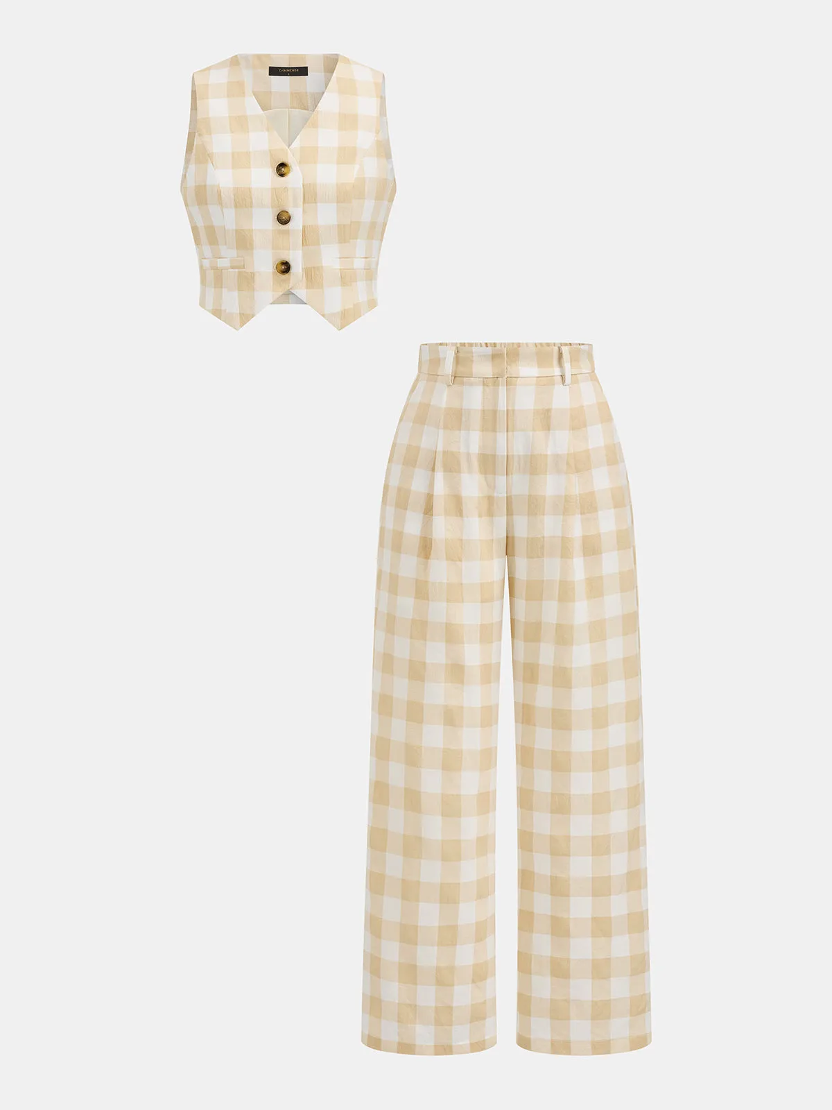 V-Neck Plaid Vest & Pants Set sold by COMMENSE product image thumbnail 2