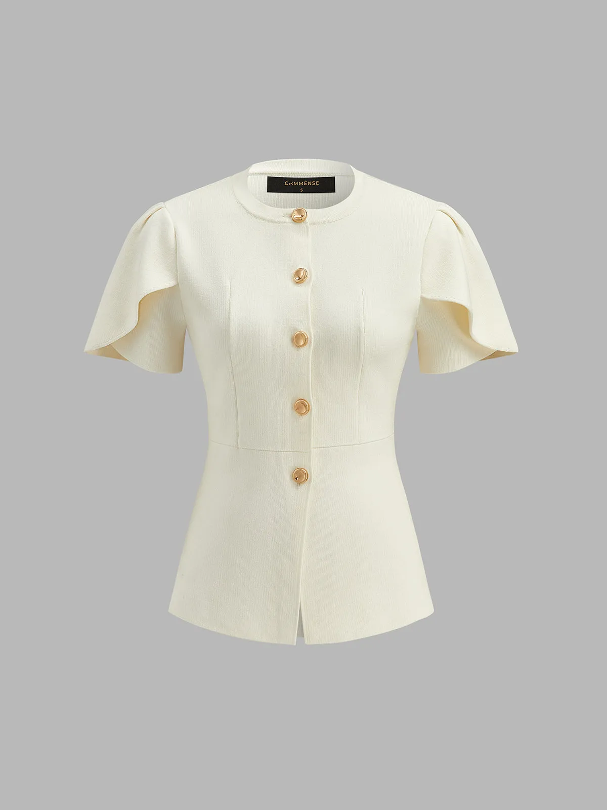 Flutter Sleeve Metal Button Knit Top sold by COMMENSE product image thumbnail 3