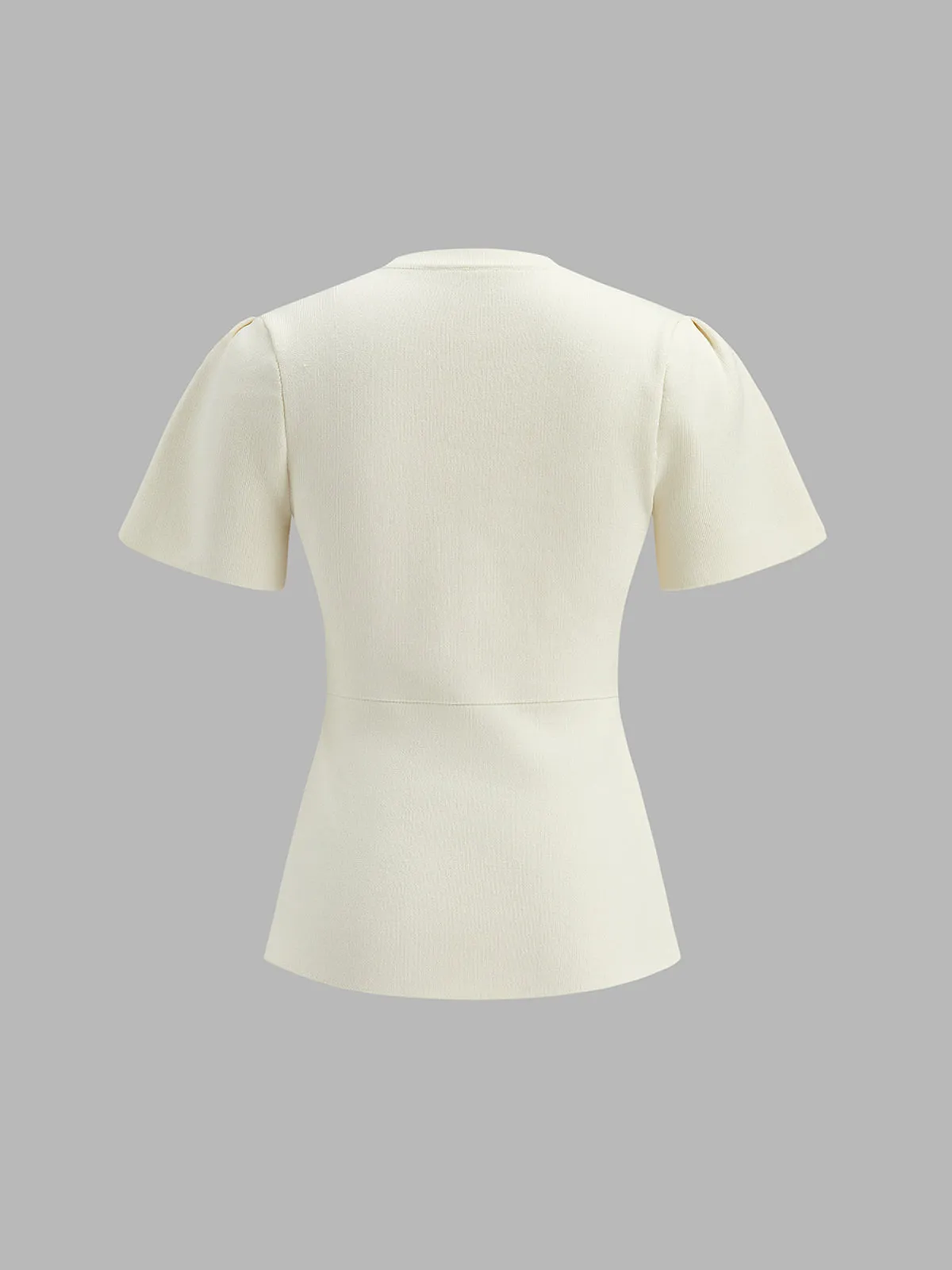 Flutter Sleeve Metal Button Knit Top sold by COMMENSE product image thumbnail 4