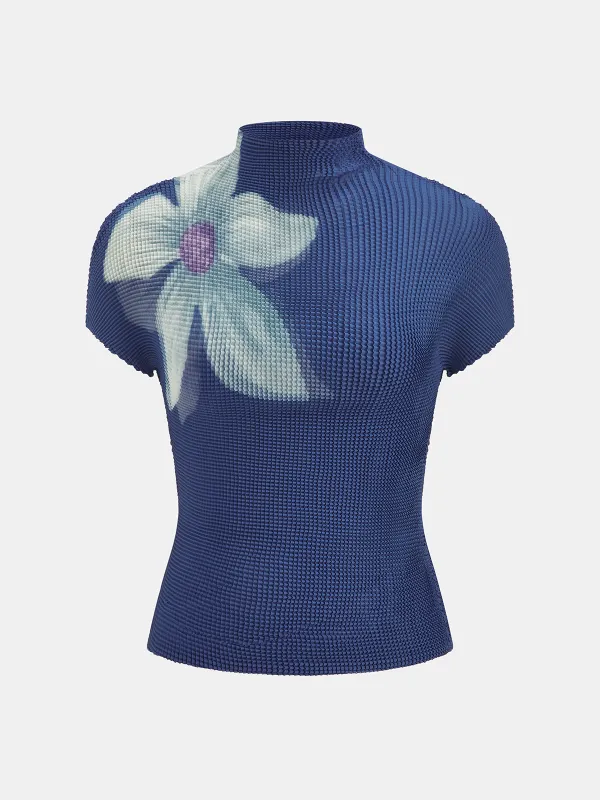Large Flower Crinkle Stretch Blouse made by COMMENSE