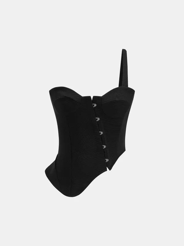 Hook Closure Asymmetric Corset Top made by COMMENSE