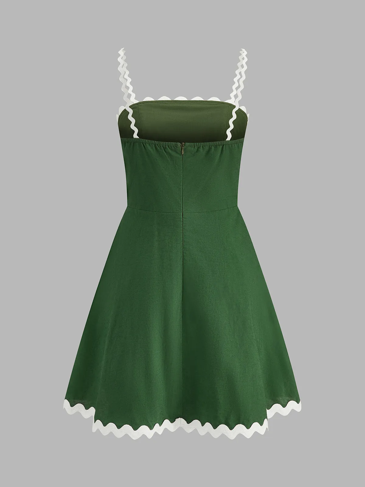 Rickrack Trim Cotton Linen Cami Mini Dress sold by COMMENSE product image thumbnail 3