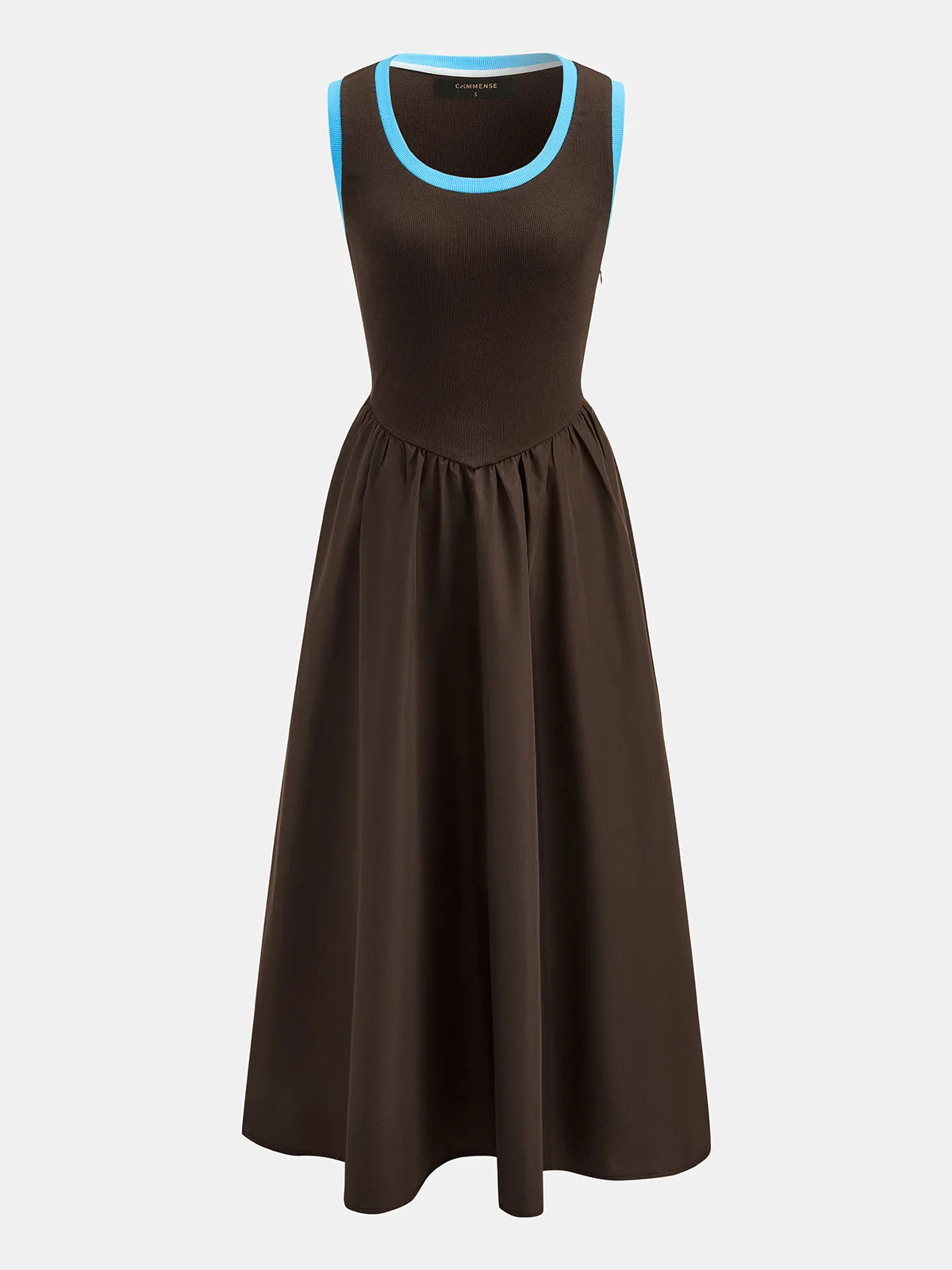 Contrast Trim Ribbed Swing Midi Dress sold by COMMENSE product image thumbnail 2