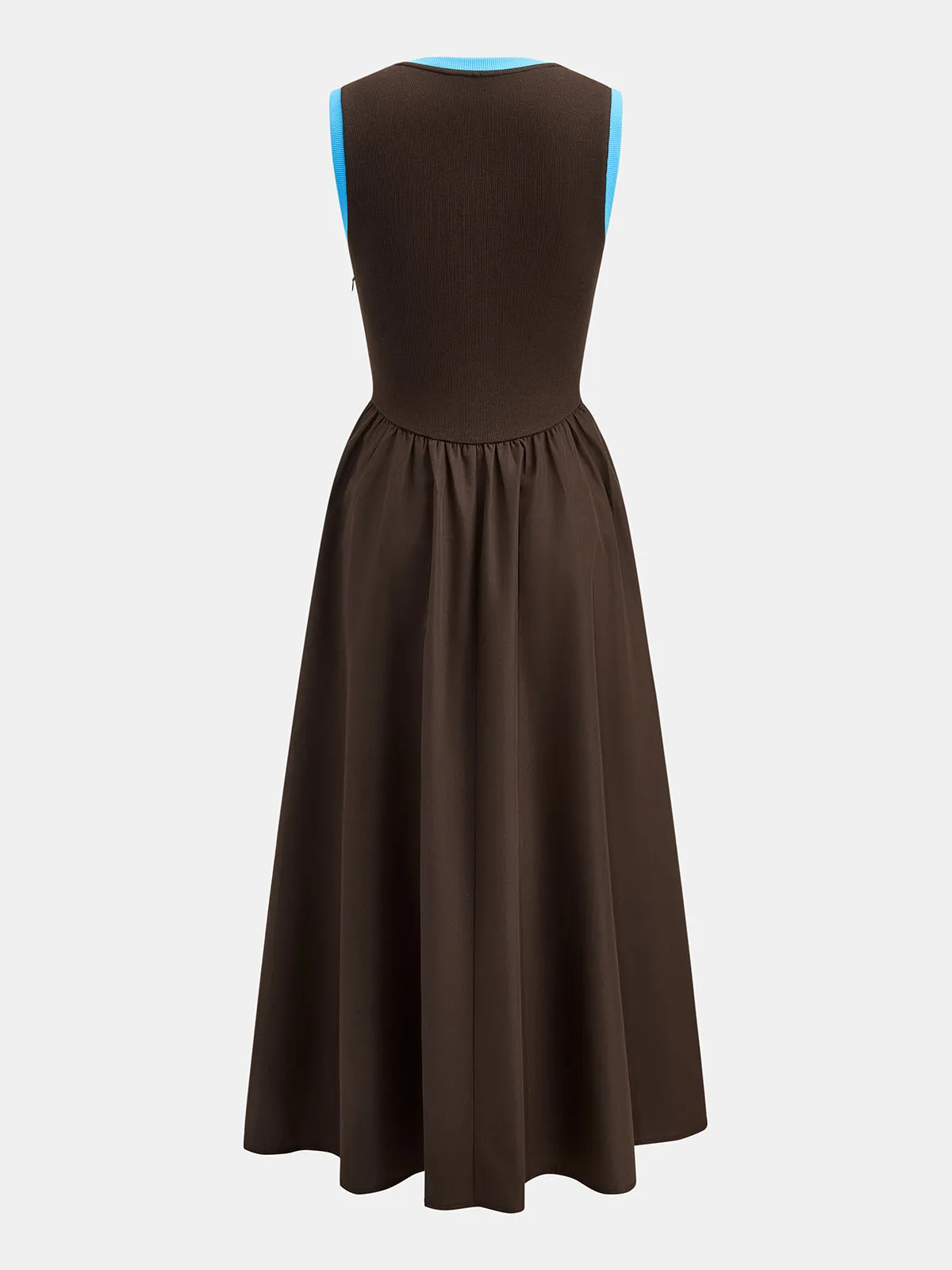 Contrast Trim Ribbed Swing Midi Dress sold by COMMENSE product image thumbnail 3