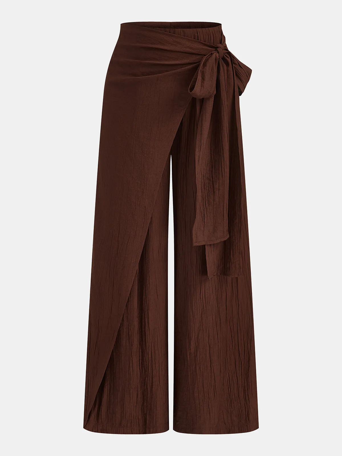 Wrap Tie Crinkle Wide Leg Pants sold by COMMENSE product image thumbnail 2