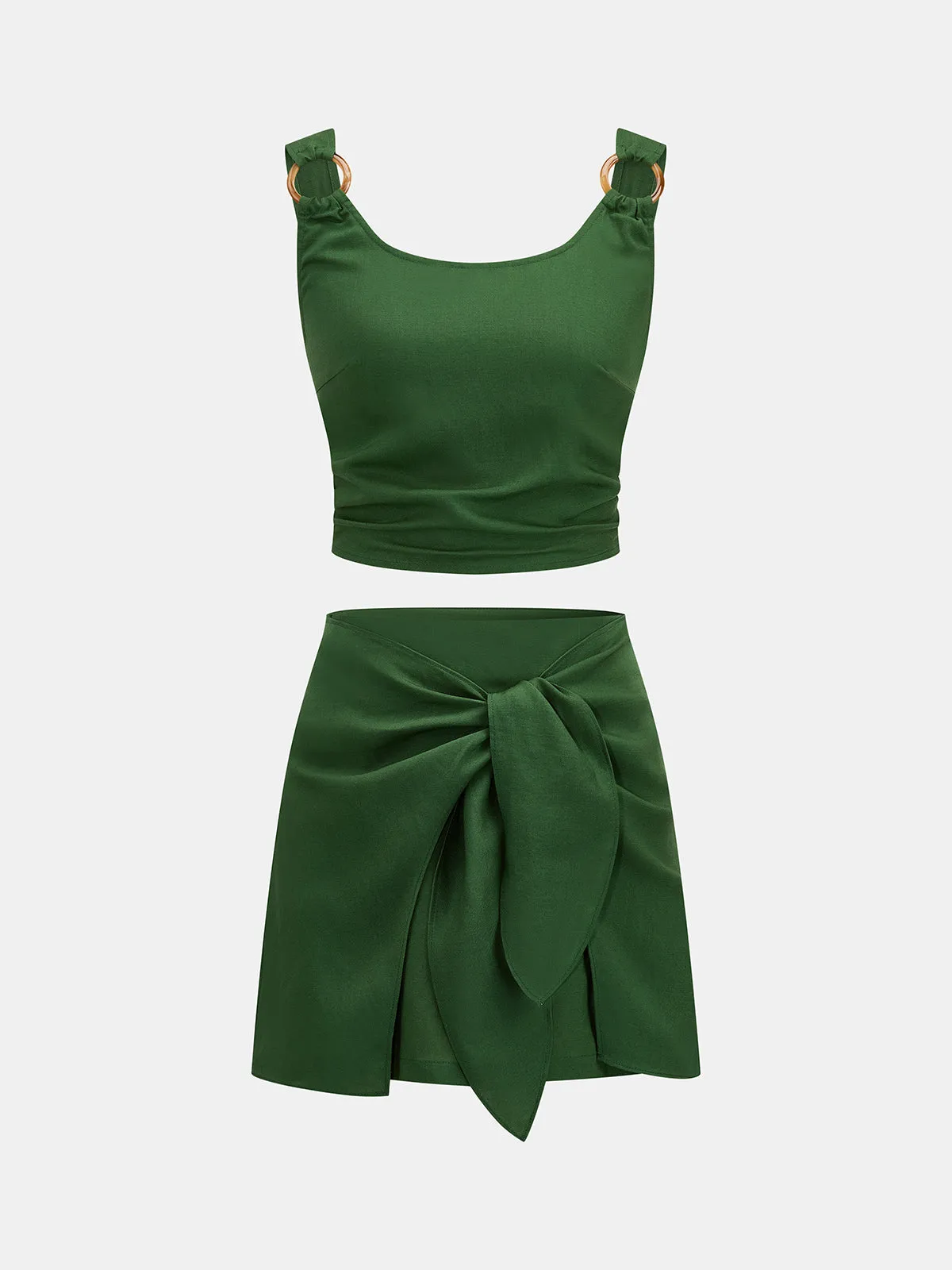 Linen Blend Two-Piece Skirt Set sold by COMMENSE product image thumbnail 2