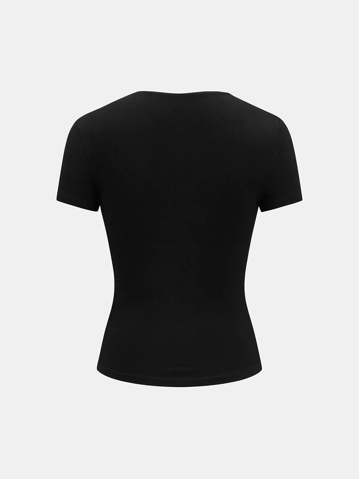 Embroidery Fitted Short Sleeve Top sold by COMMENSE product image thumbnail 3