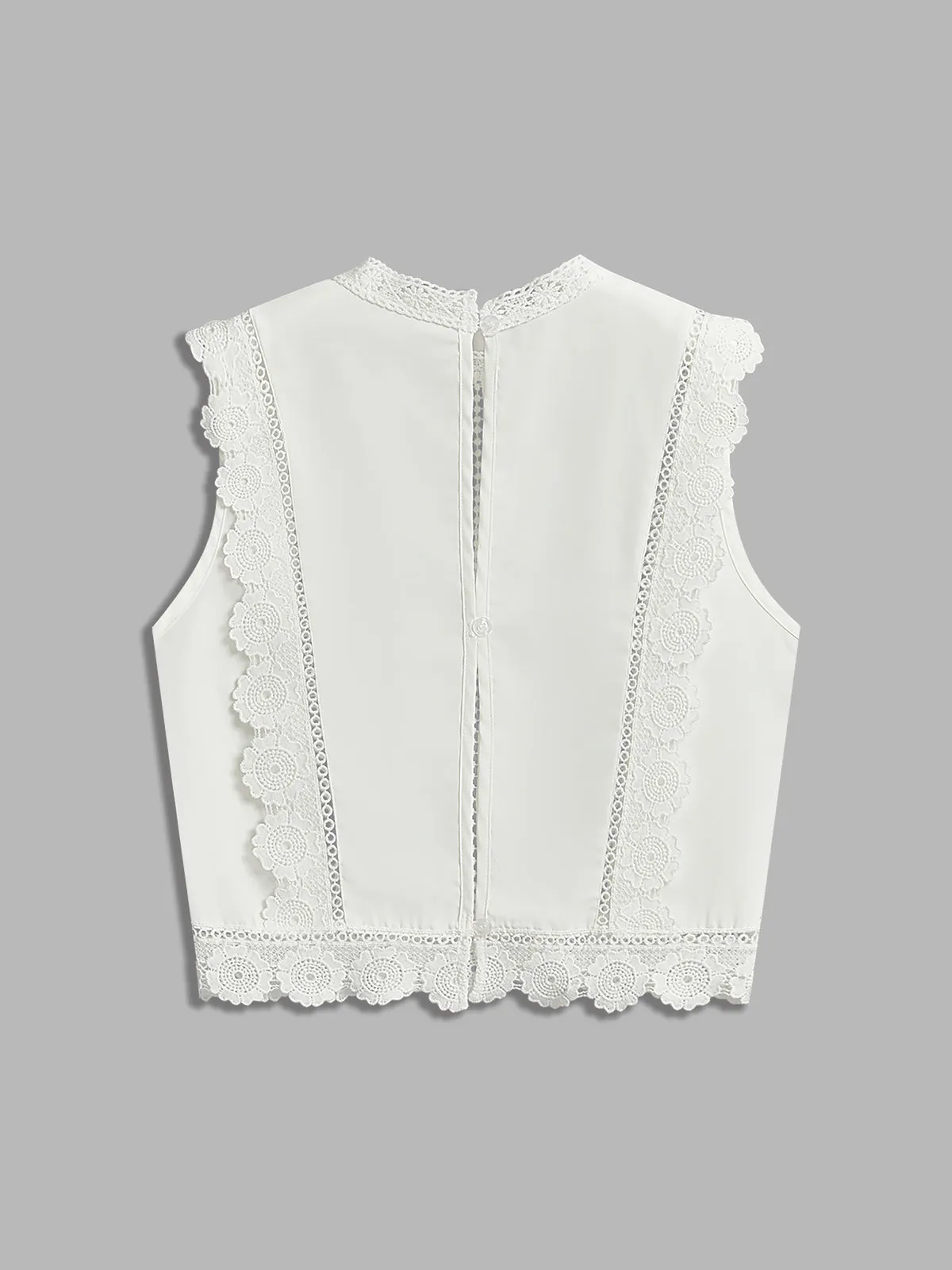 Floral Embroidery Lace Trim Sleeveless Blouse sold by COMMENSE product image thumbnail 2