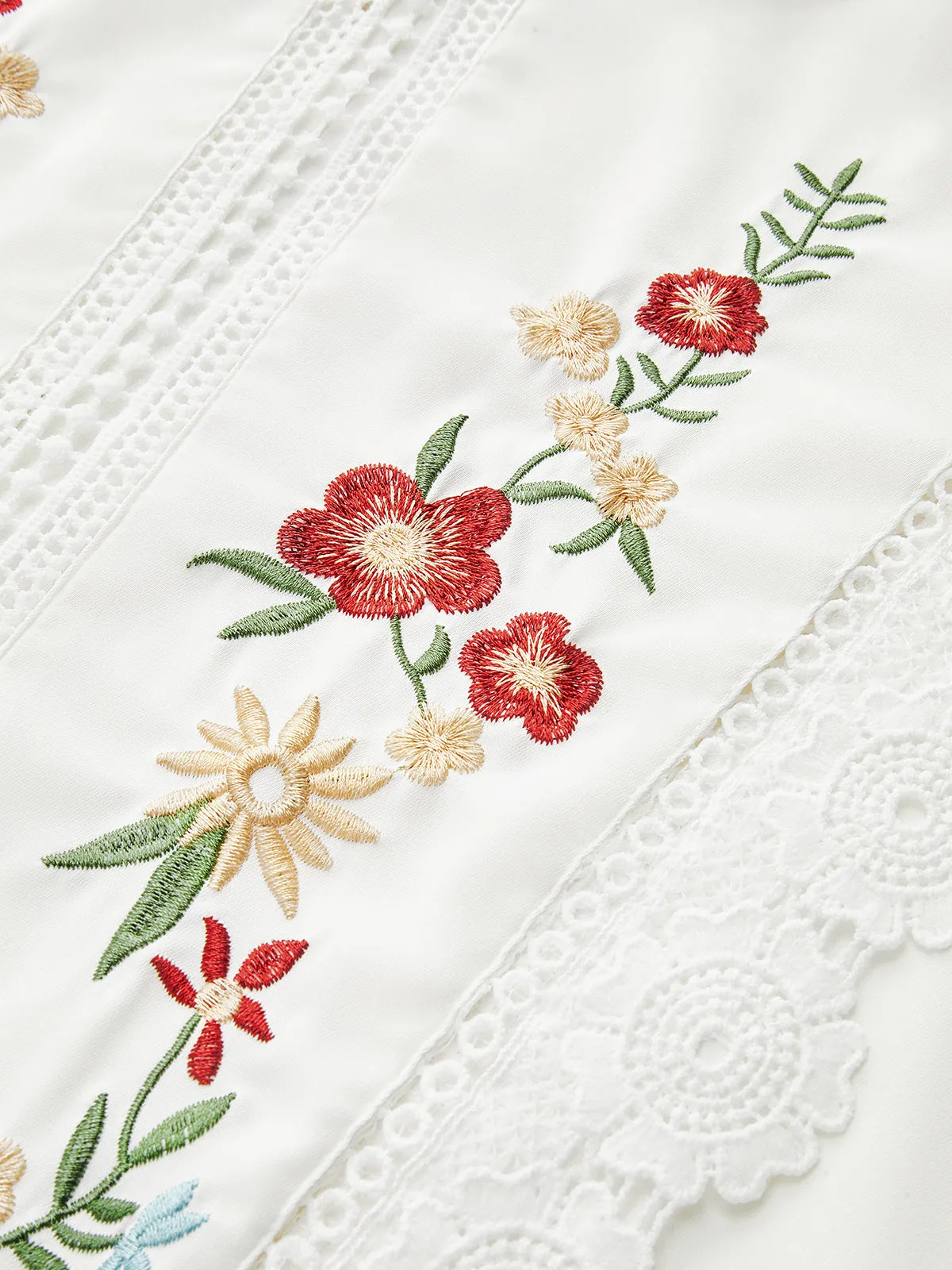Floral Embroidery Lace Trim Sleeveless Blouse sold by COMMENSE product image thumbnail 3