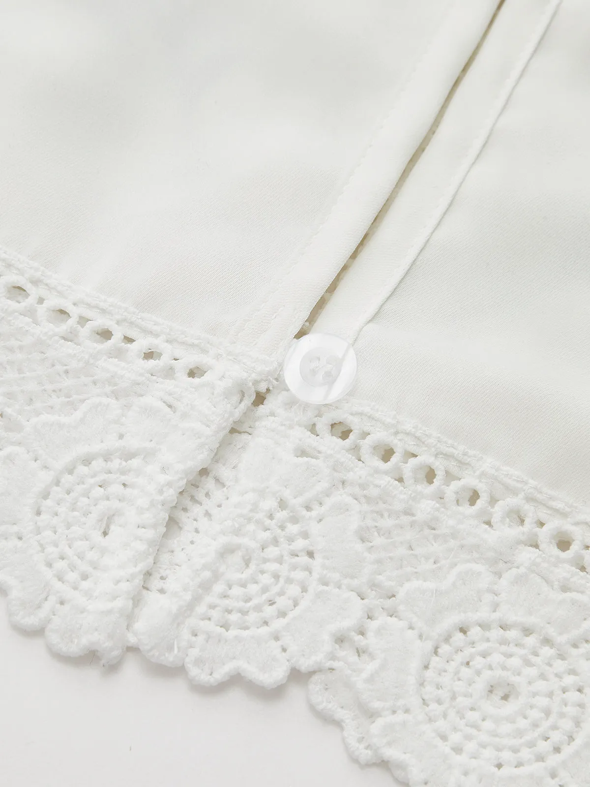 Floral Embroidery Lace Trim Sleeveless Blouse sold by COMMENSE product image thumbnail 4