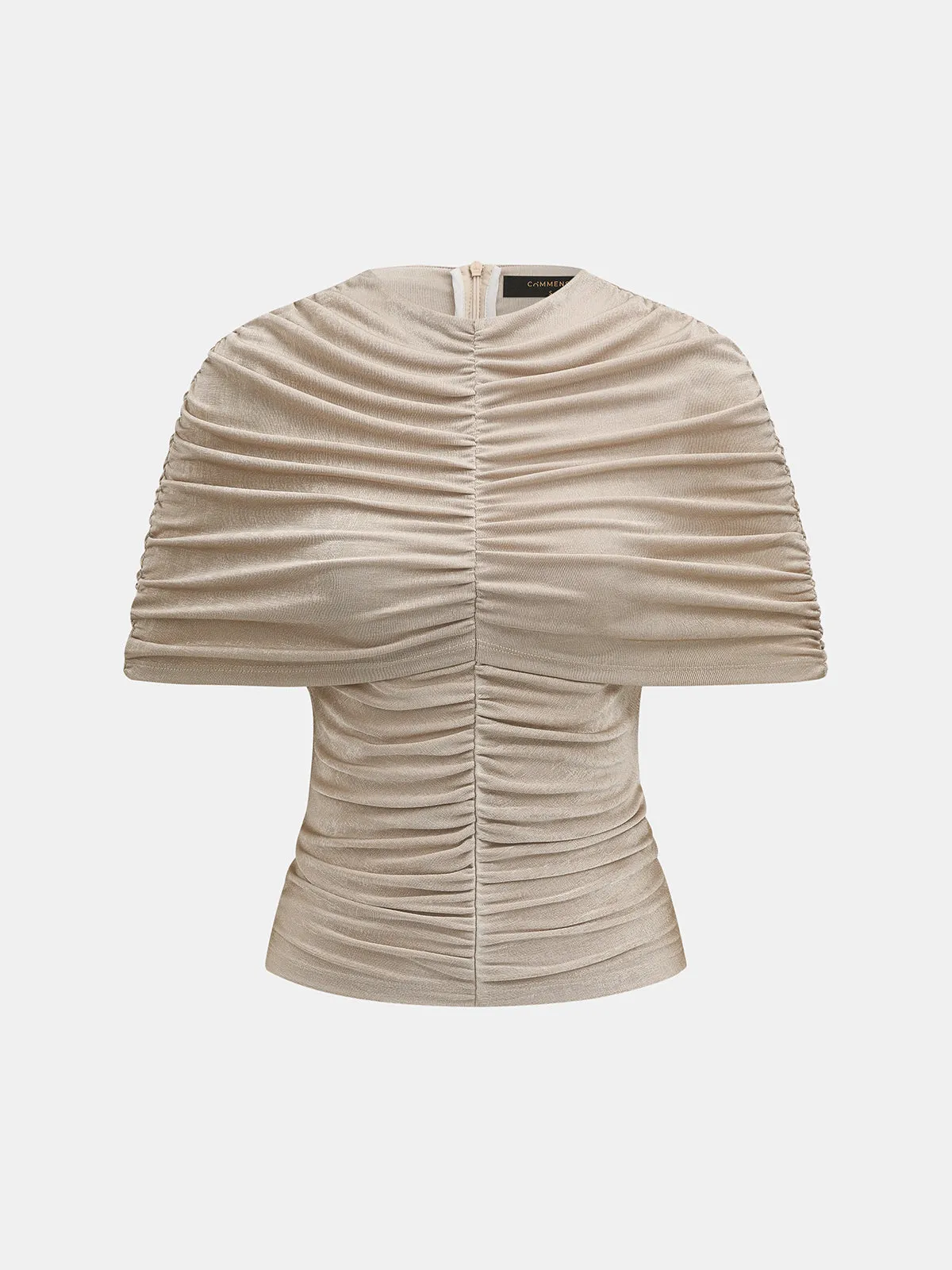 Draped Cape Ruched Slim Top sold by COMMENSE product image thumbnail 2
