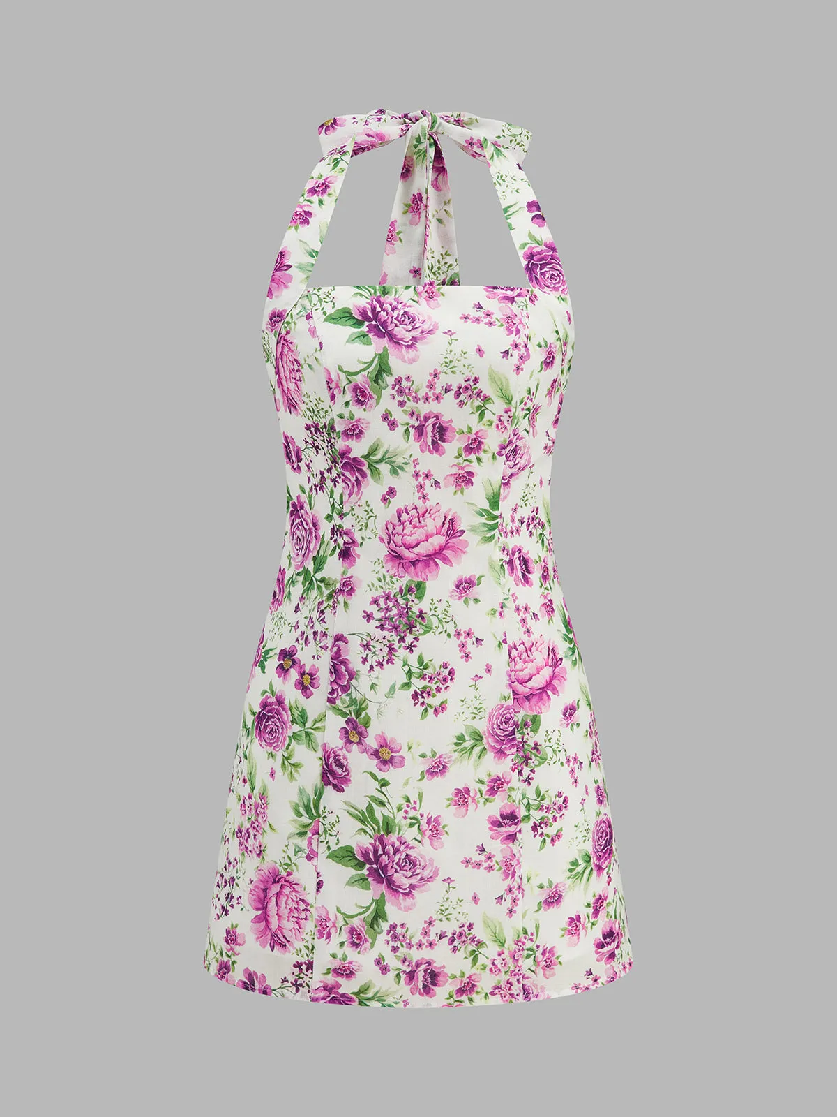 Floral Halter Tie Mini Dress sold by COMMENSE product image thumbnail 2