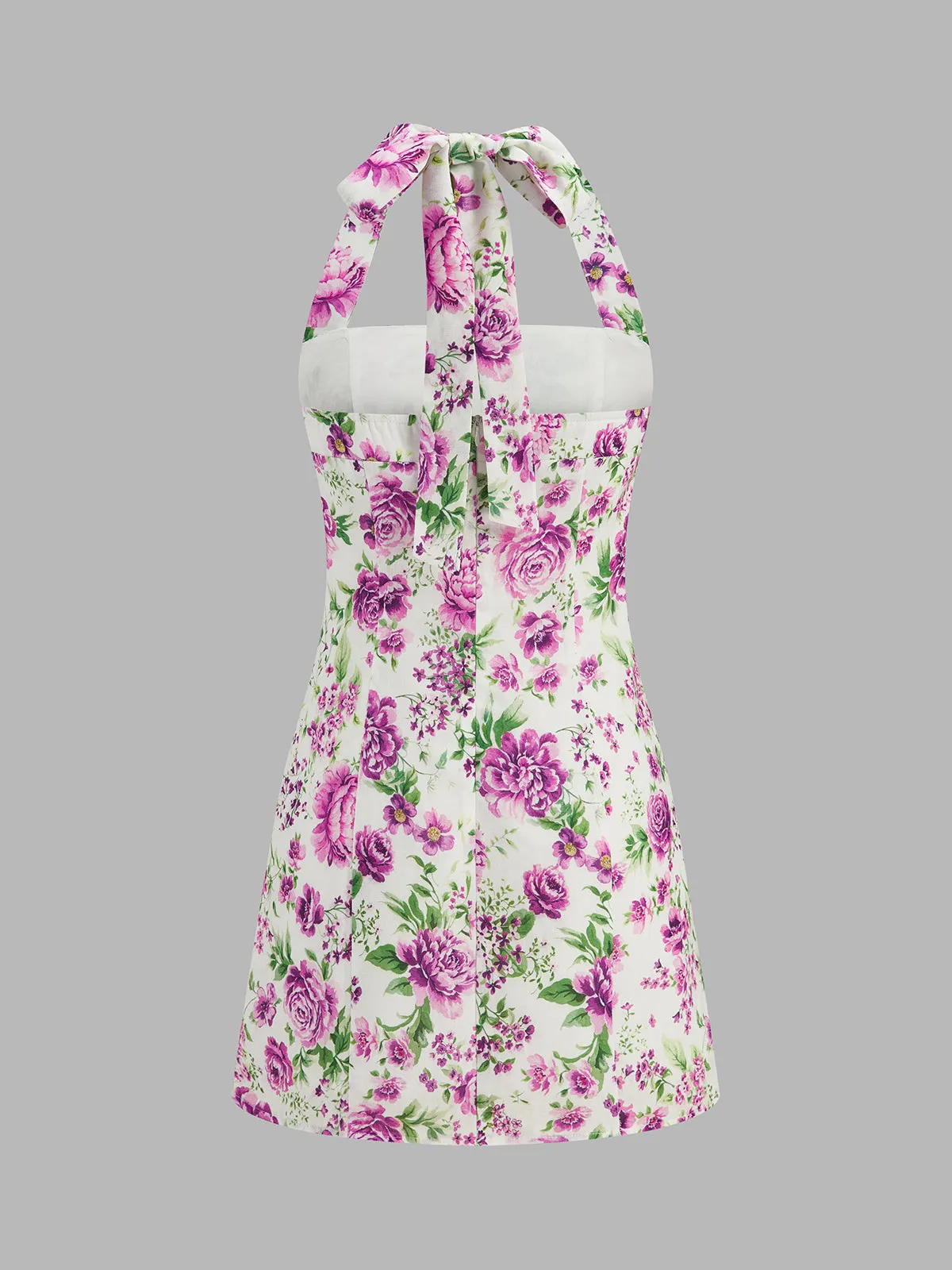 Floral Halter Tie Mini Dress sold by COMMENSE product image thumbnail 3
