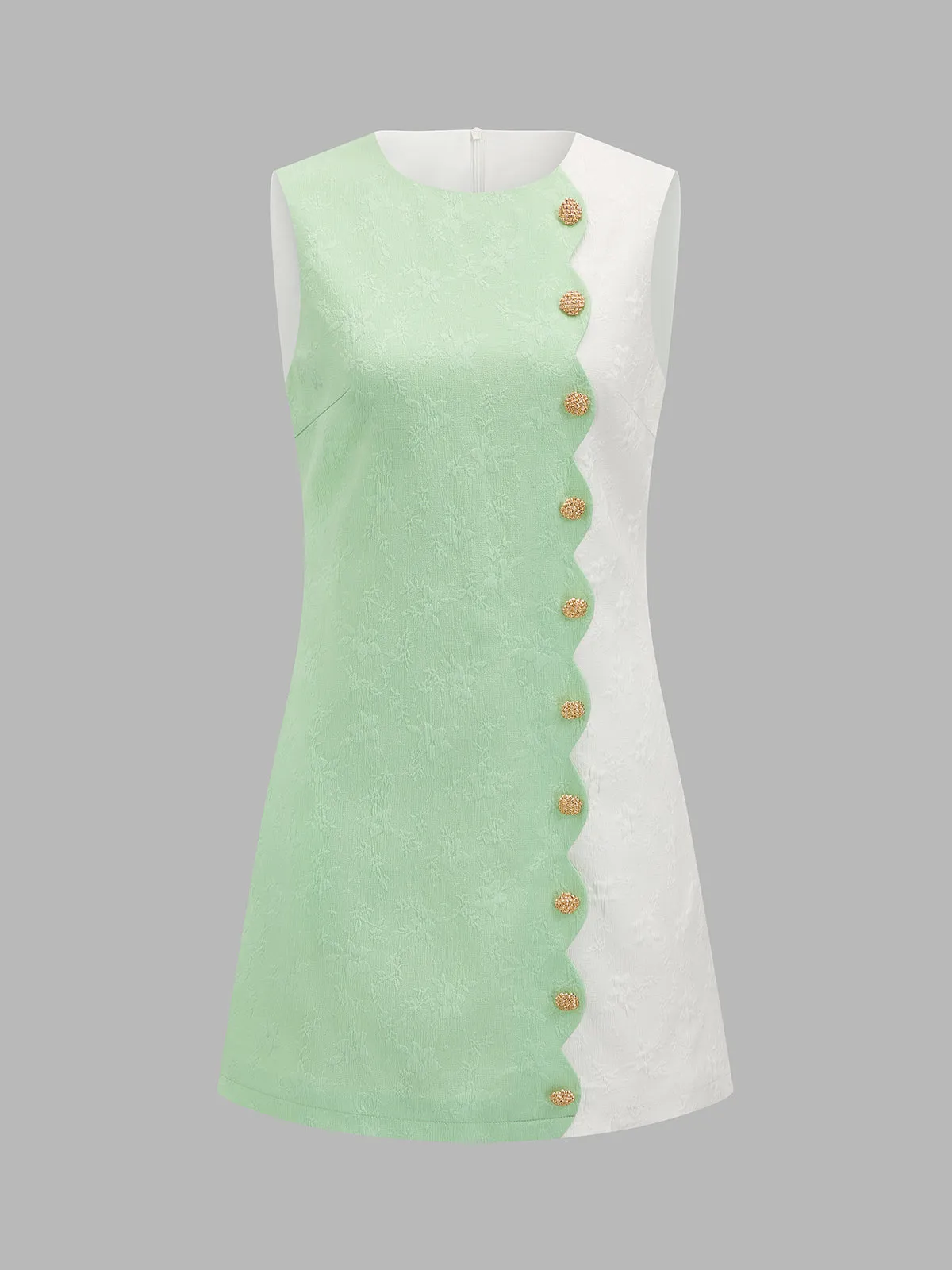 Color Block Wave Trim Jacquard Mini Dress sold by COMMENSE product image thumbnail 2