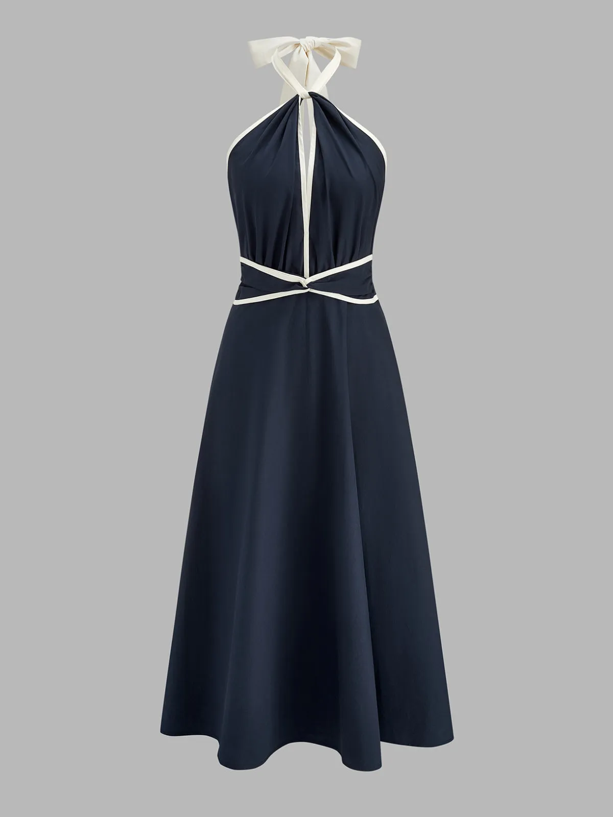 Contrast Halter Cotton Swing Dress sold by COMMENSE product image thumbnail 2